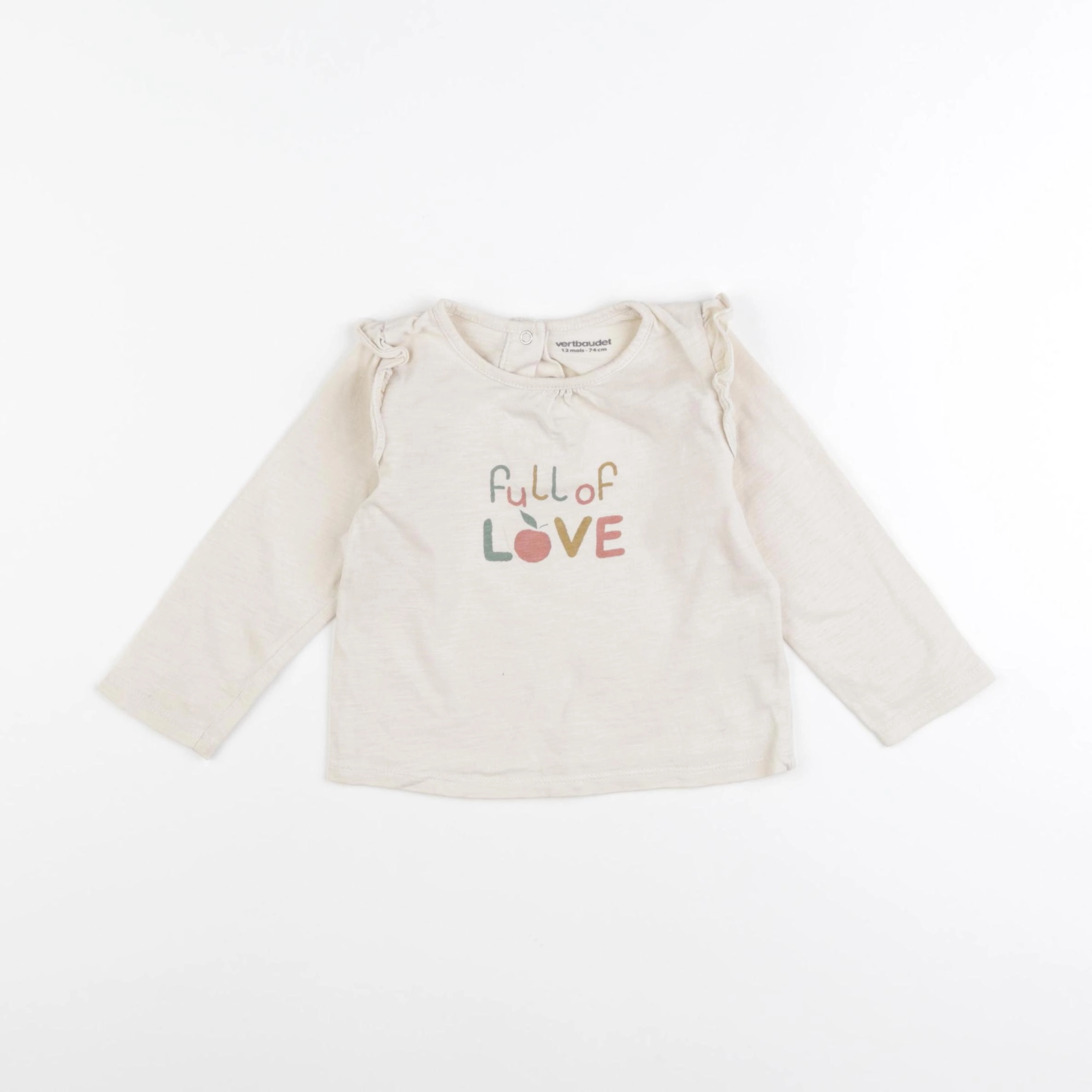 Vertbaudet - tee-shirt beige - 12 mois