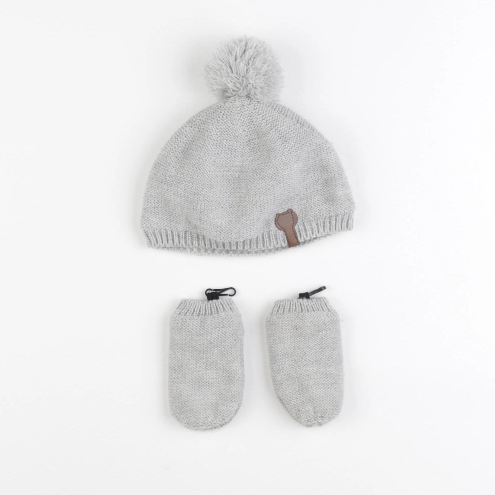 Vertbaudet - ensemble bonnet/moufles gris - 12/18 mois
