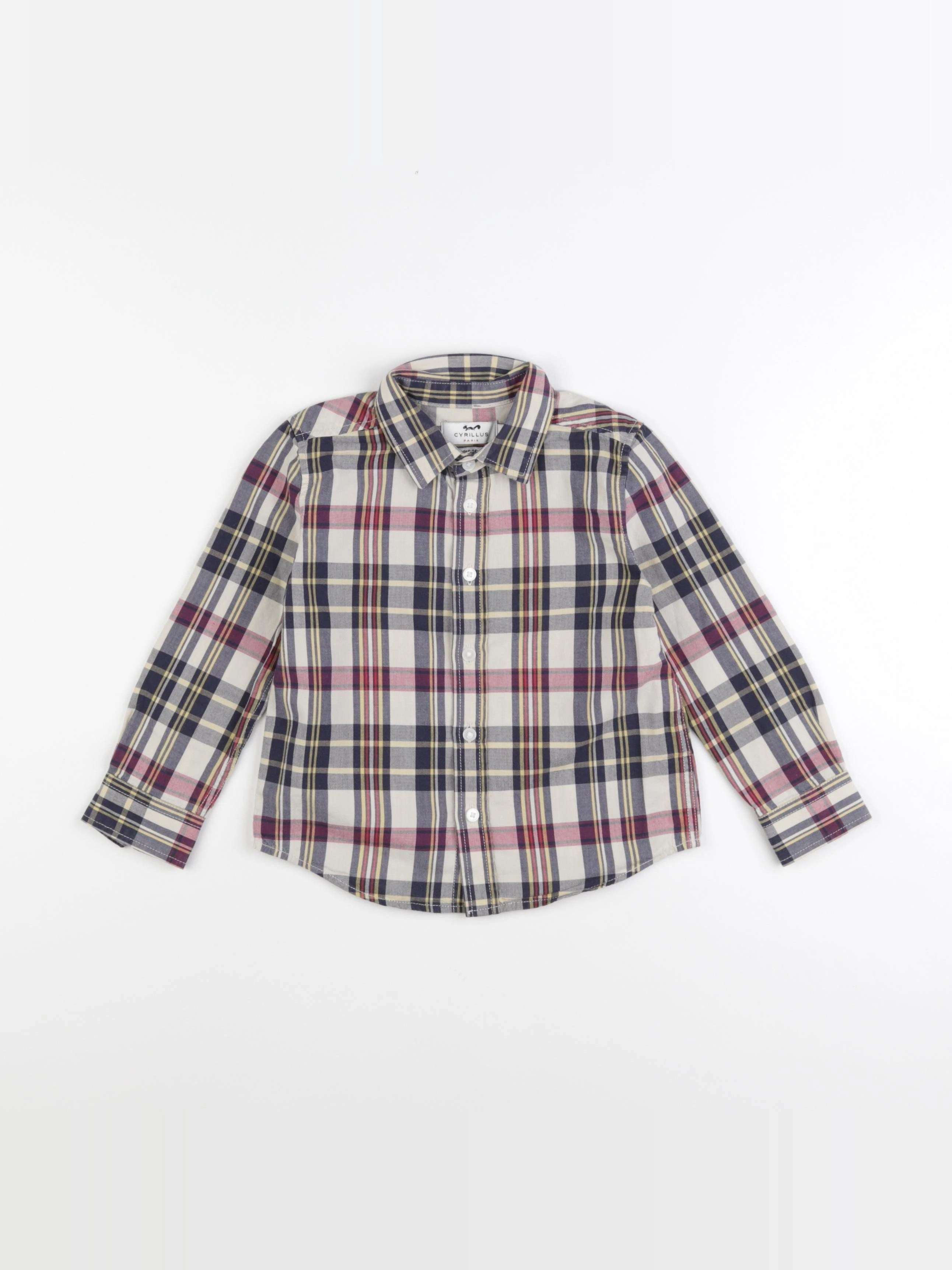 Cyrillus - chemise bleu, beige - 3 ans