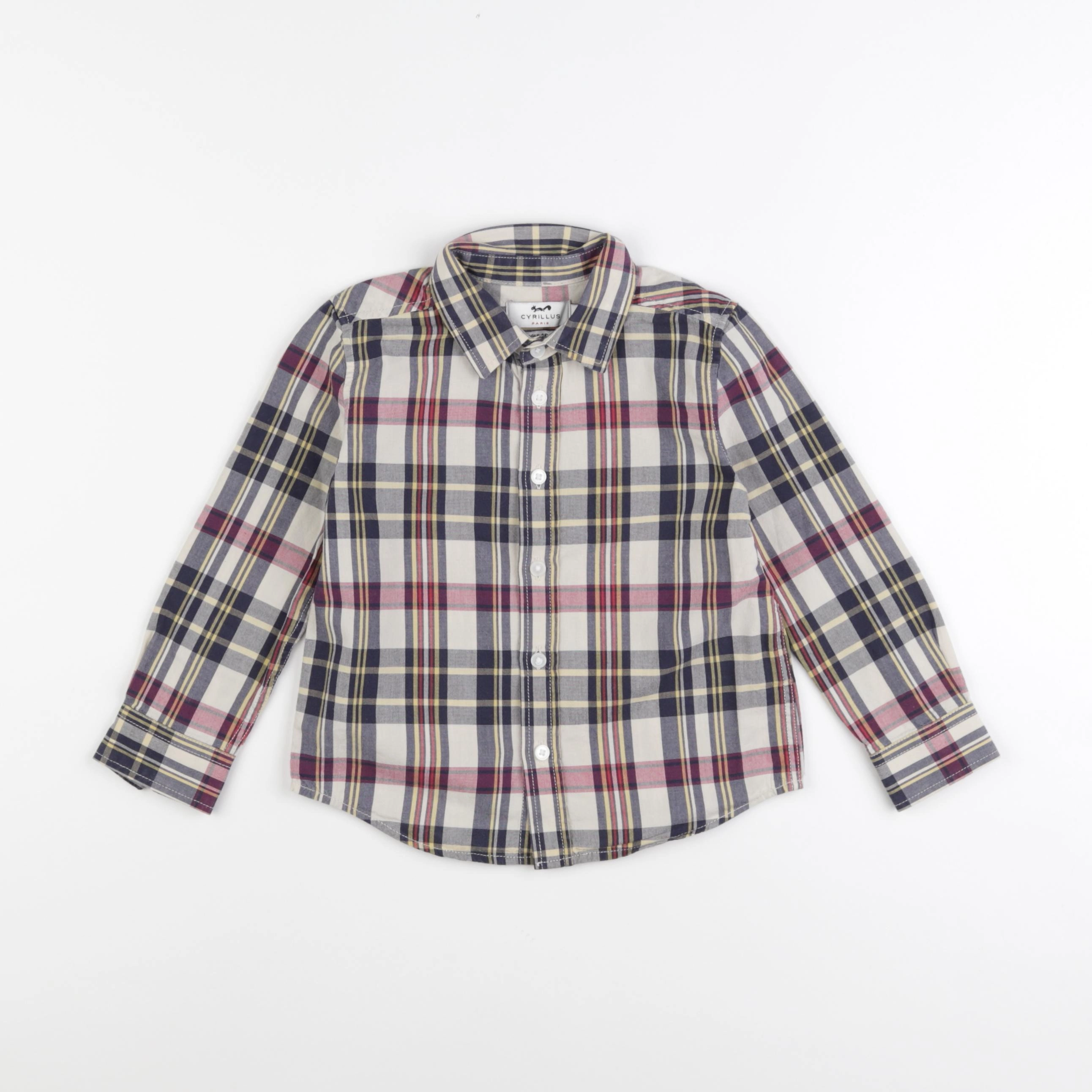 Cyrillus - chemise bleu, beige - 3 ans