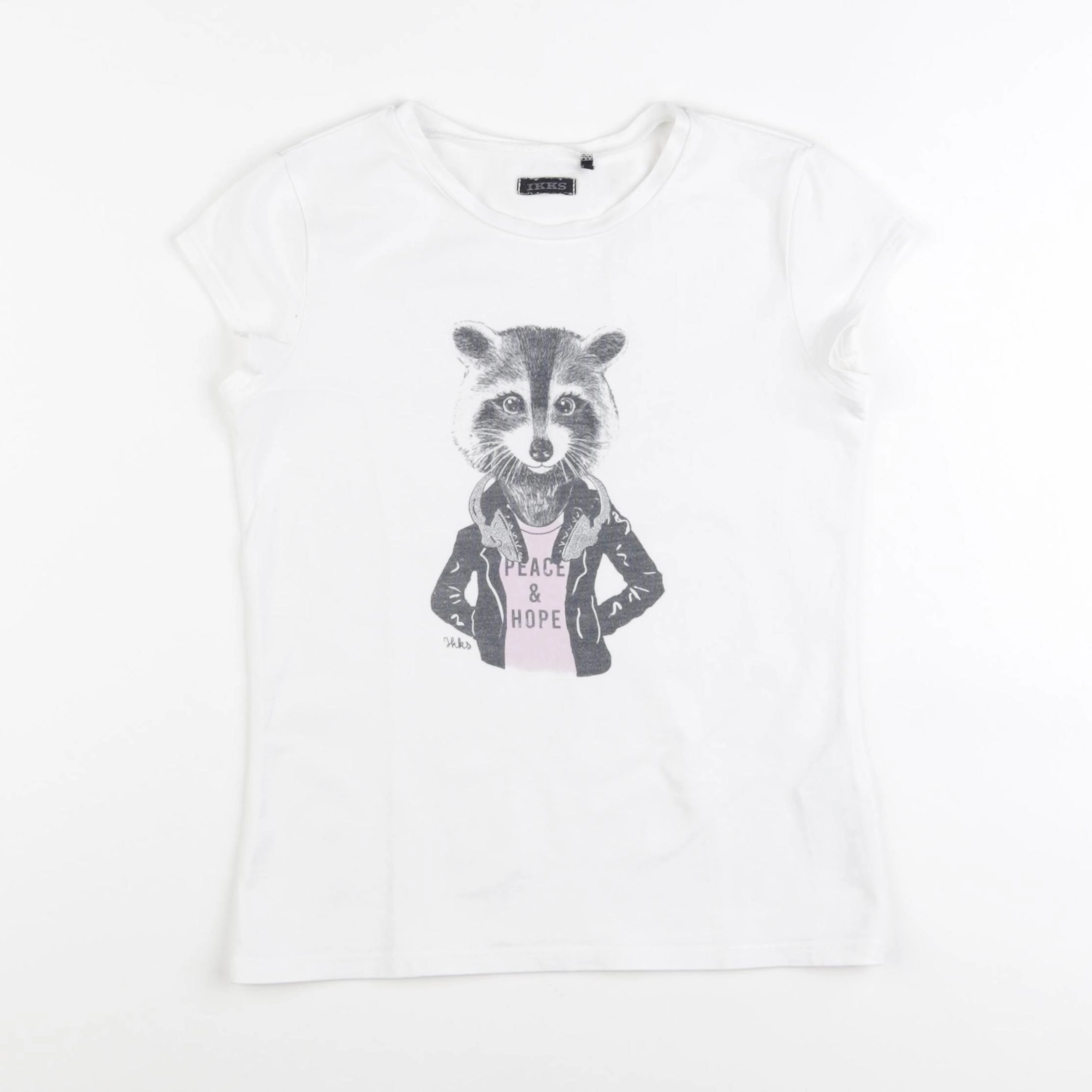 IKKS - tee-shirt blanc, gris - 10 ans