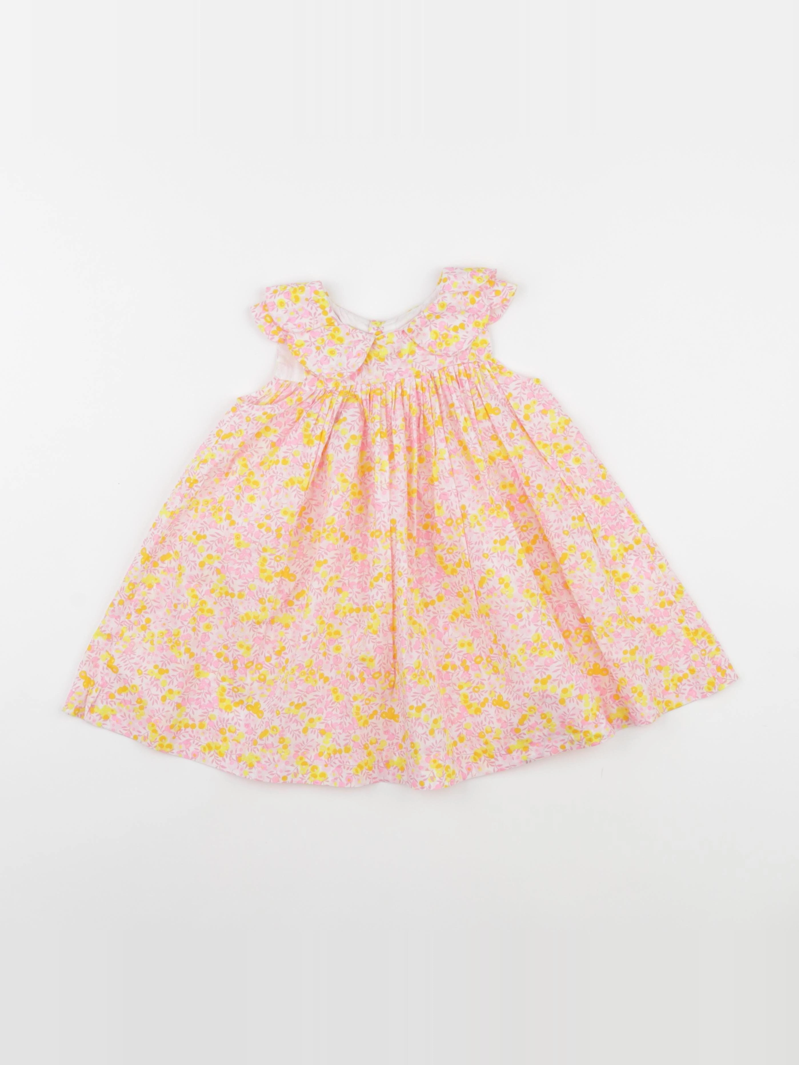 Jacadi - robe liberty jaune, rose - 18 mois