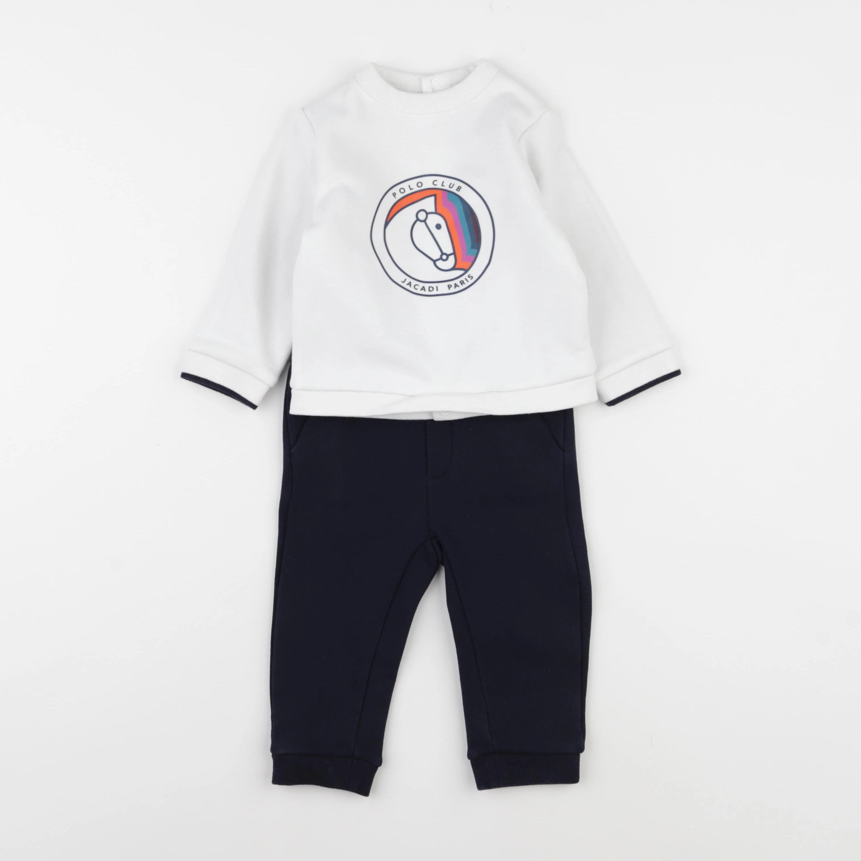 Jacadi - ensemble bleu, blanc - 12 mois