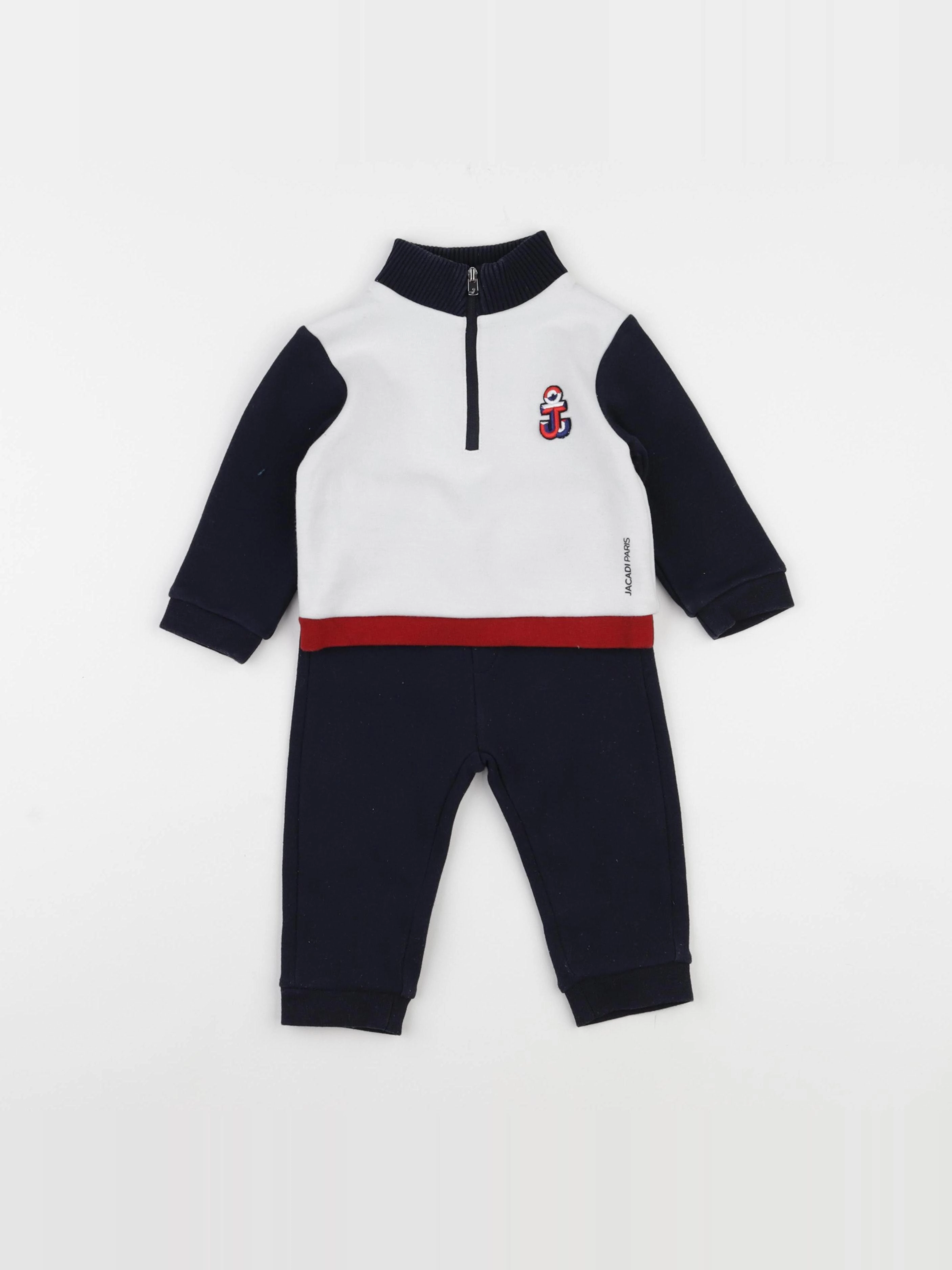 Jacadi - ensemble blanc, bleu - 12 mois