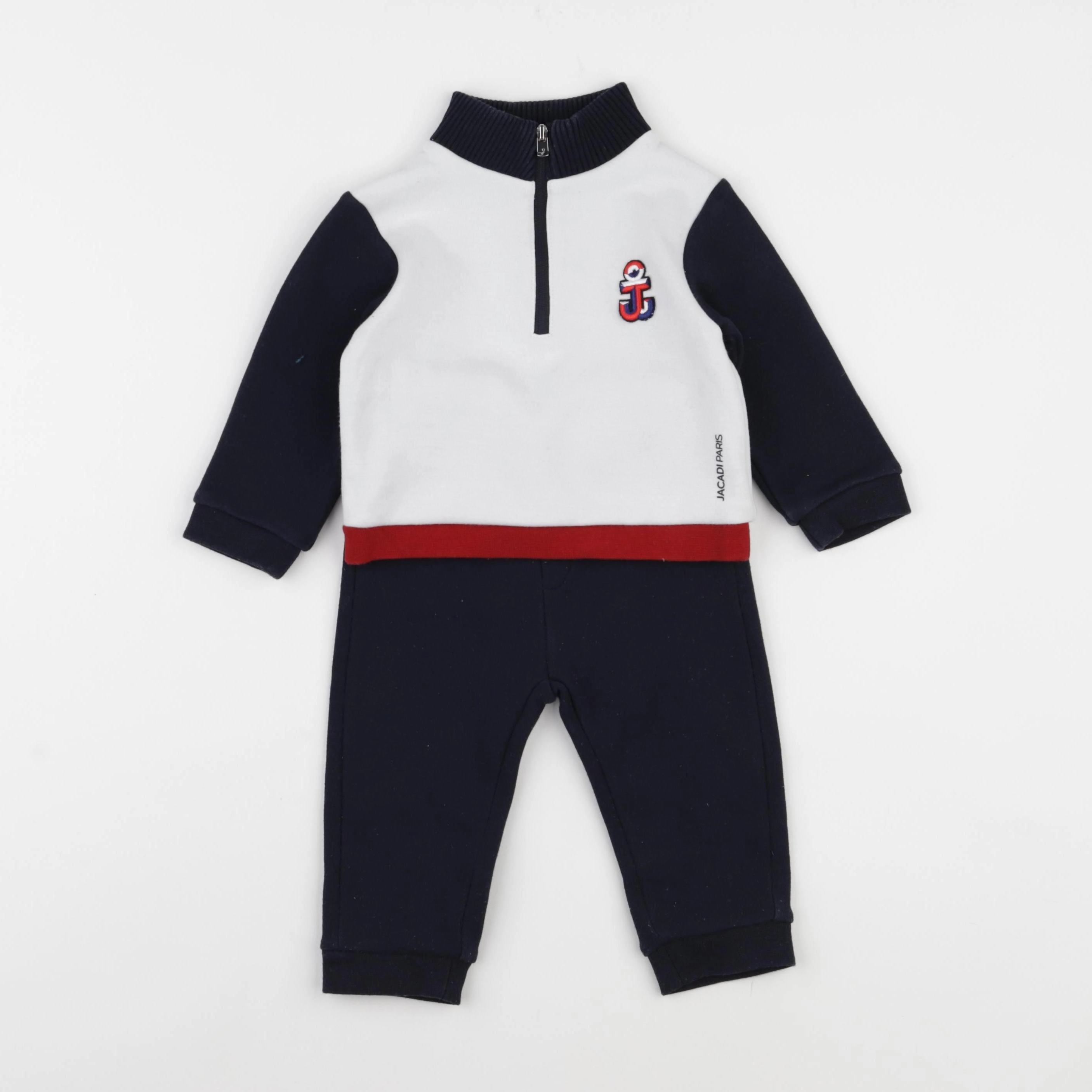 Jacadi - ensemble blanc, bleu - 12 mois