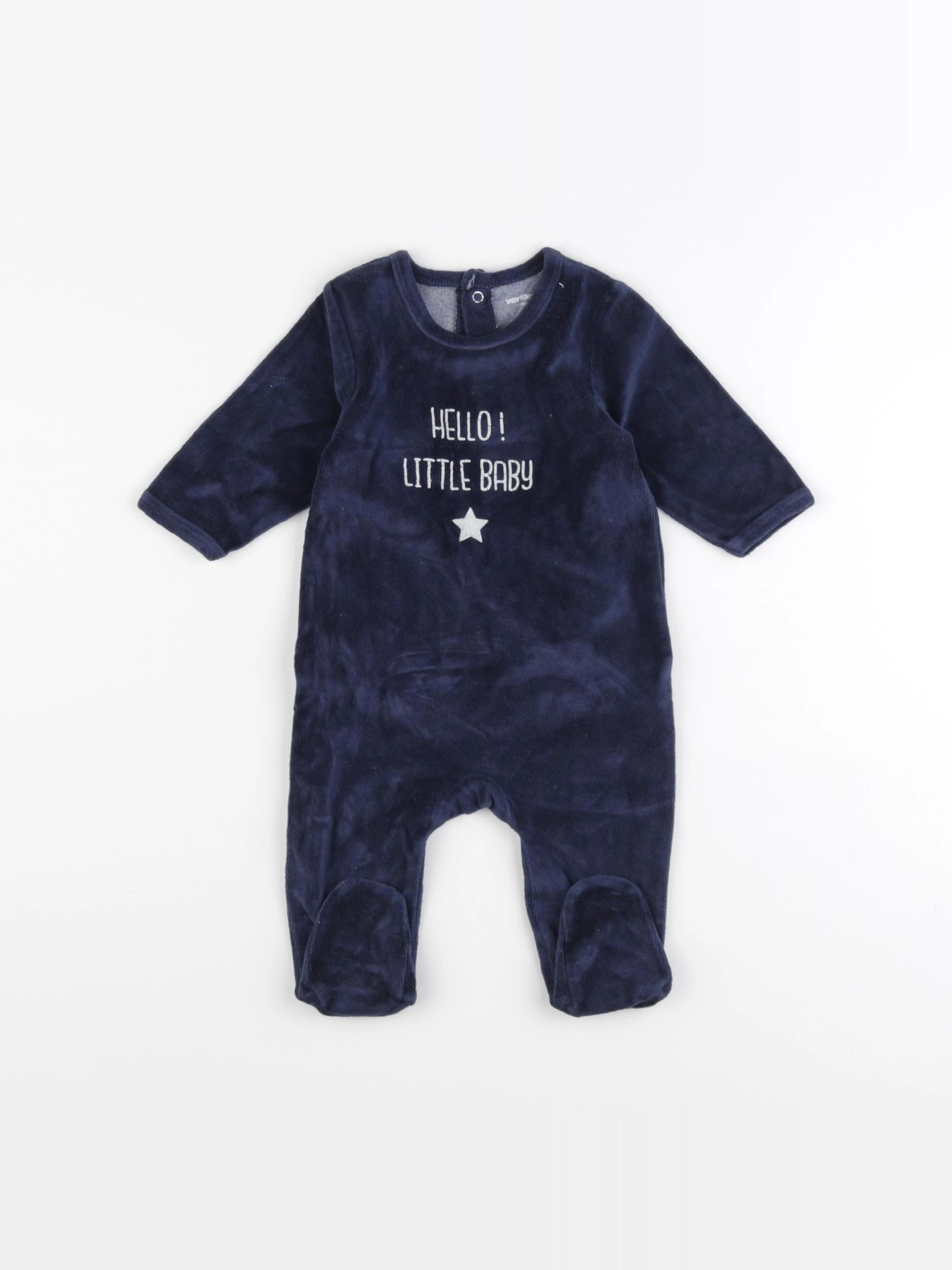 Vertbaudet - pyjama velours bleu - 3 mois
