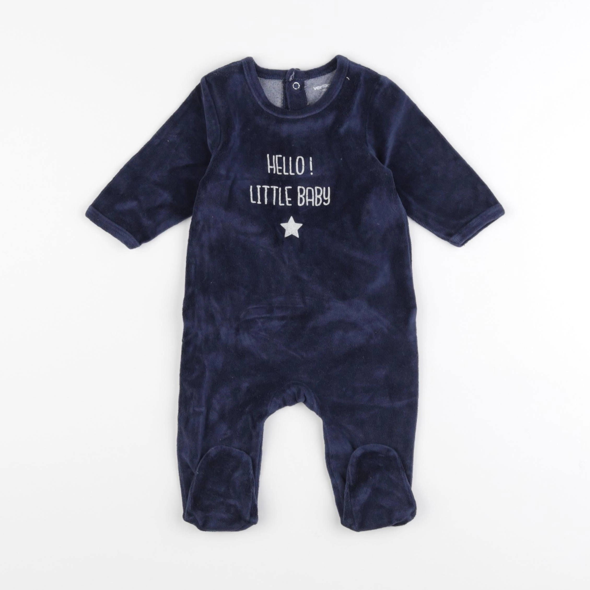 Vertbaudet - pyjama velours bleu - 3 mois