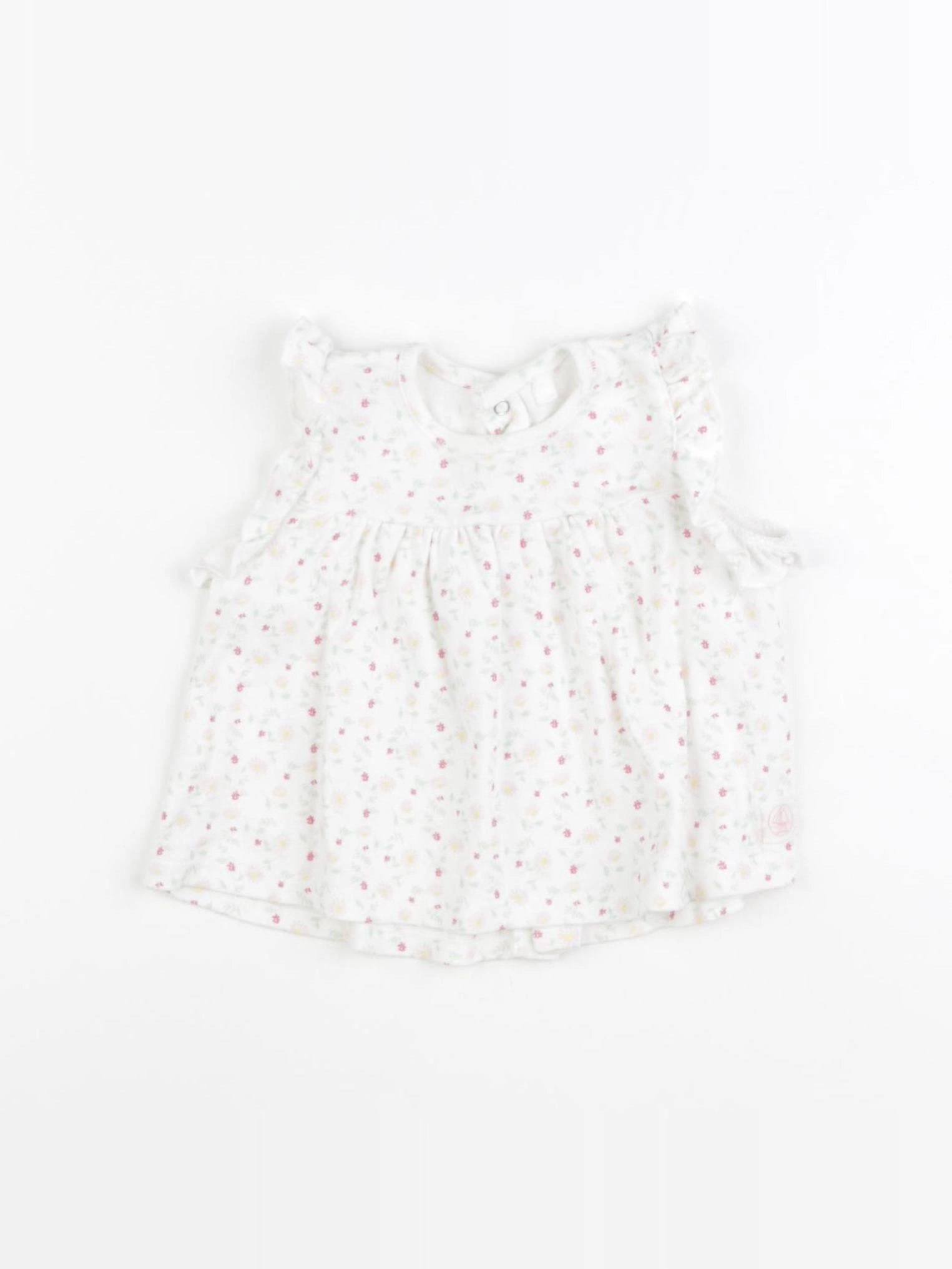 Petit Bateau - tee-shirt blanc, vert - 6 mois