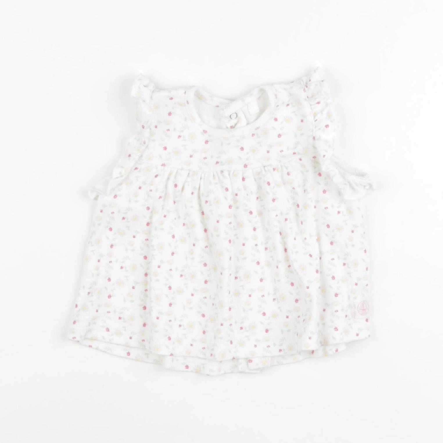 Petit Bateau - tee-shirt blanc, vert - 6 mois