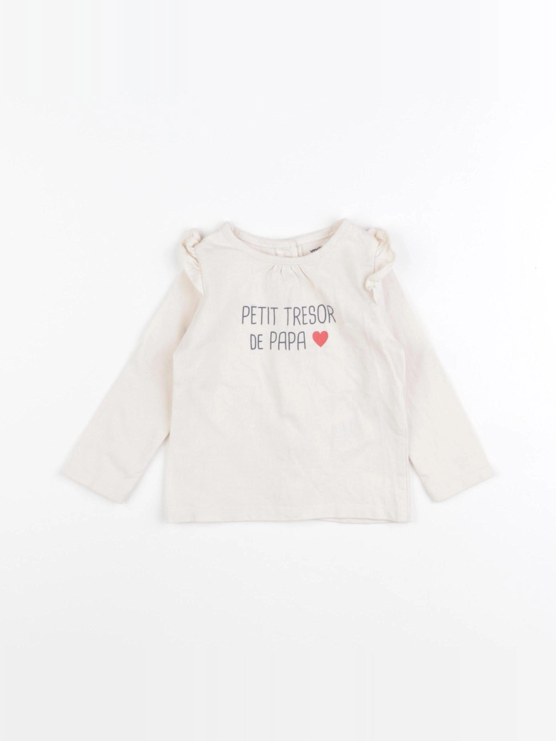 Vertbaudet - tee-shirt beige - 6 mois