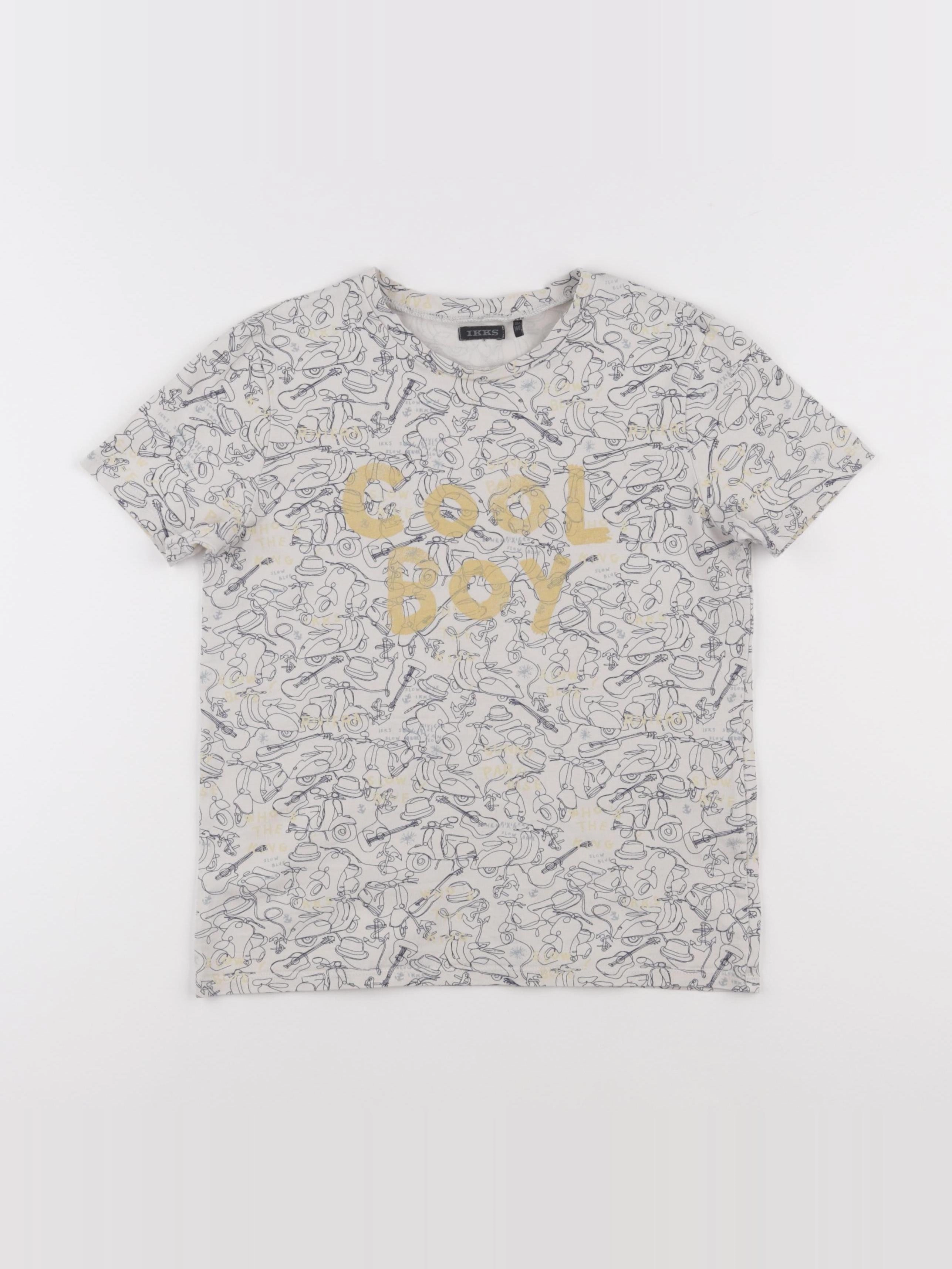IKKS - tee-shirt bleu, beige - 10 ans