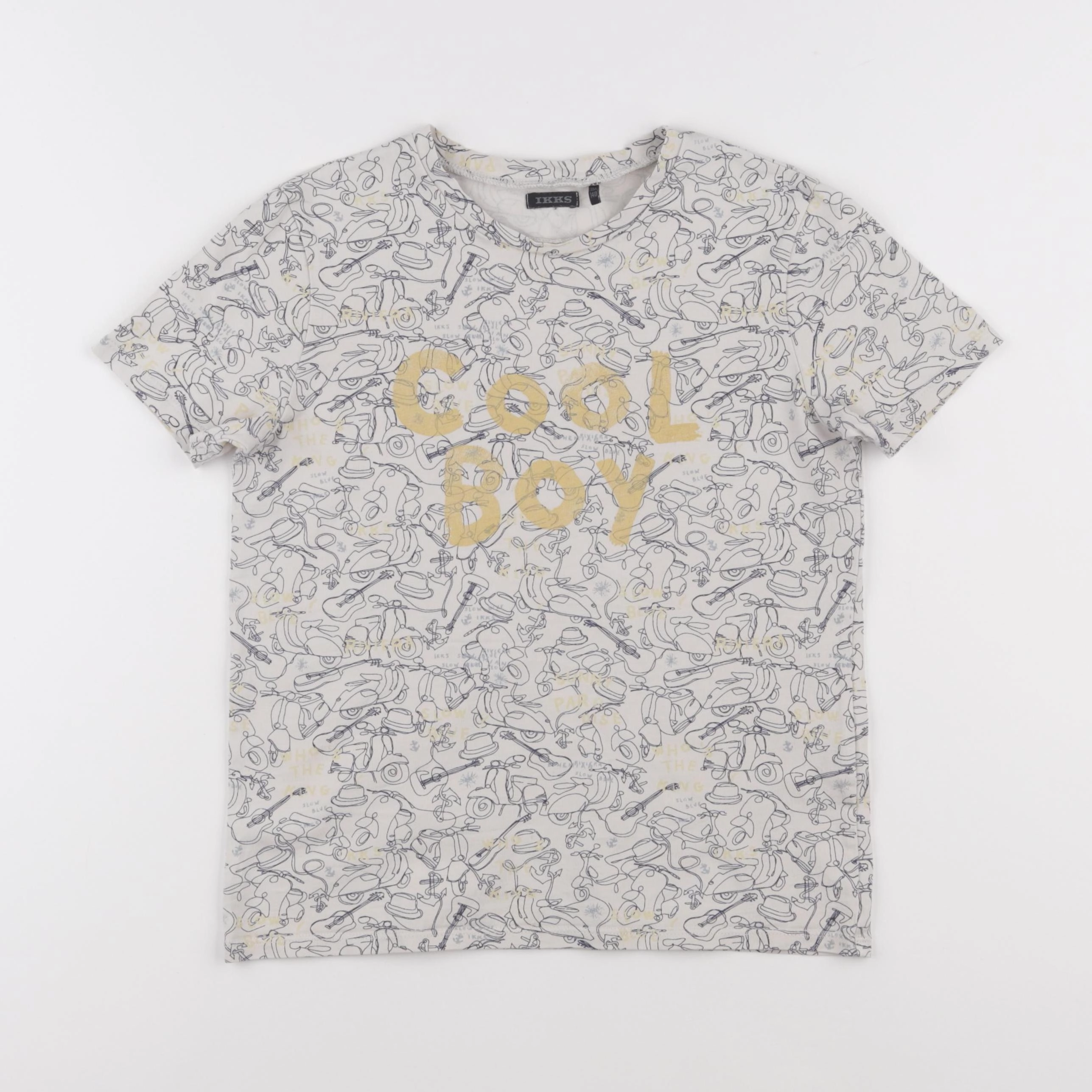 IKKS - tee-shirt bleu, beige - 10 ans