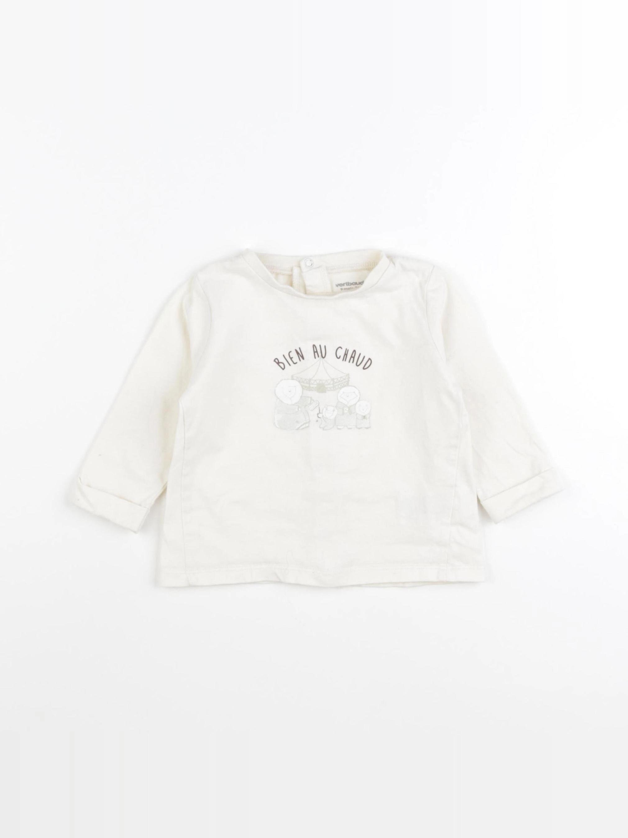 Vertbaudet - tee-shirt beige - 9 mois