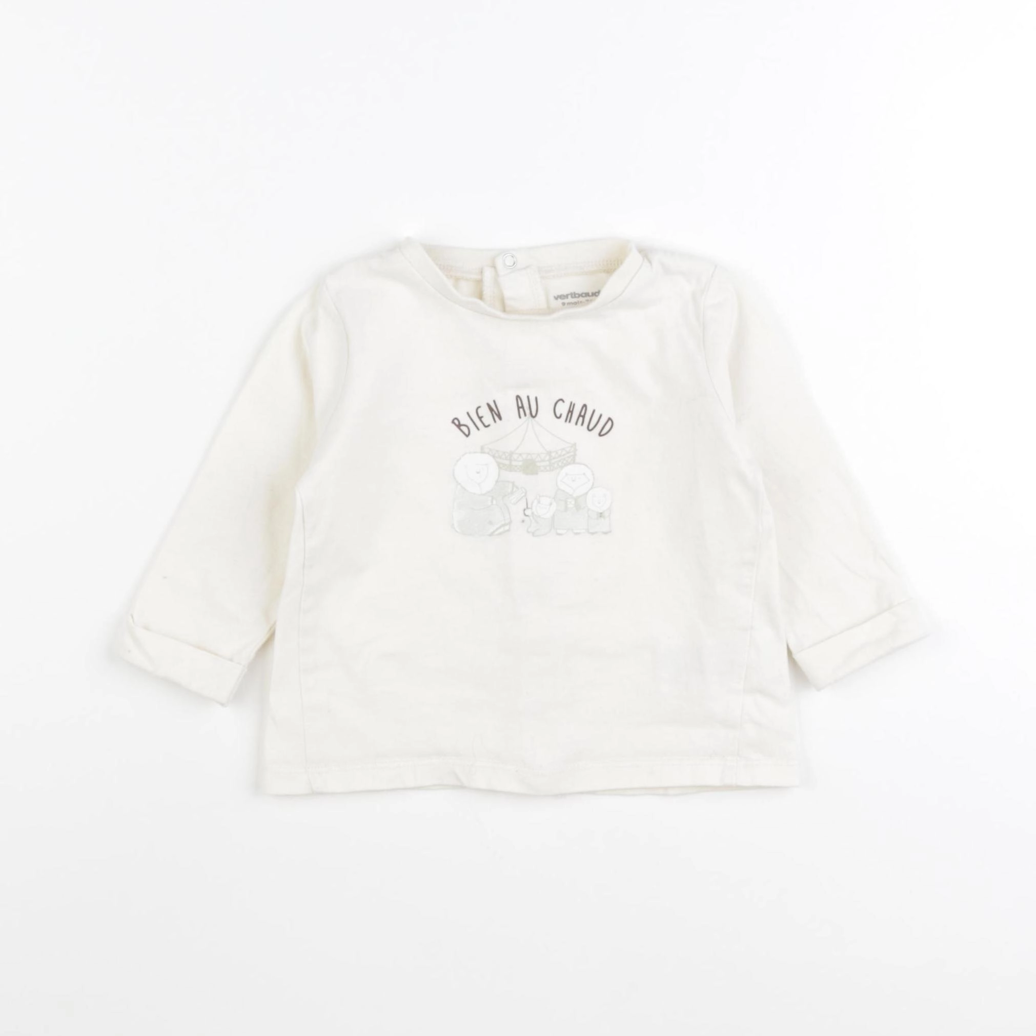 Vertbaudet - tee-shirt beige - 9 mois