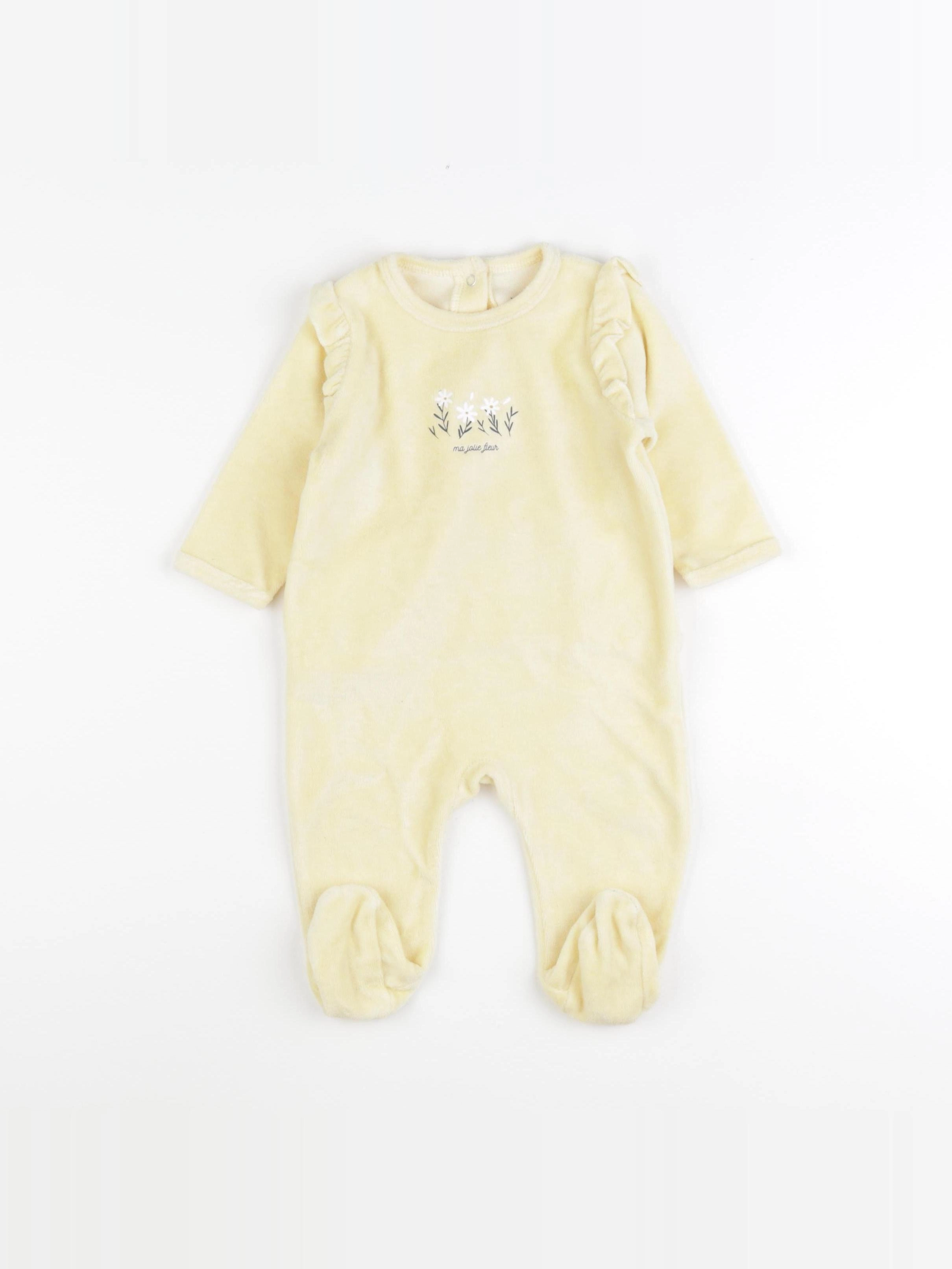 Vertbaudet - pyjama velours jaune - 6 mois