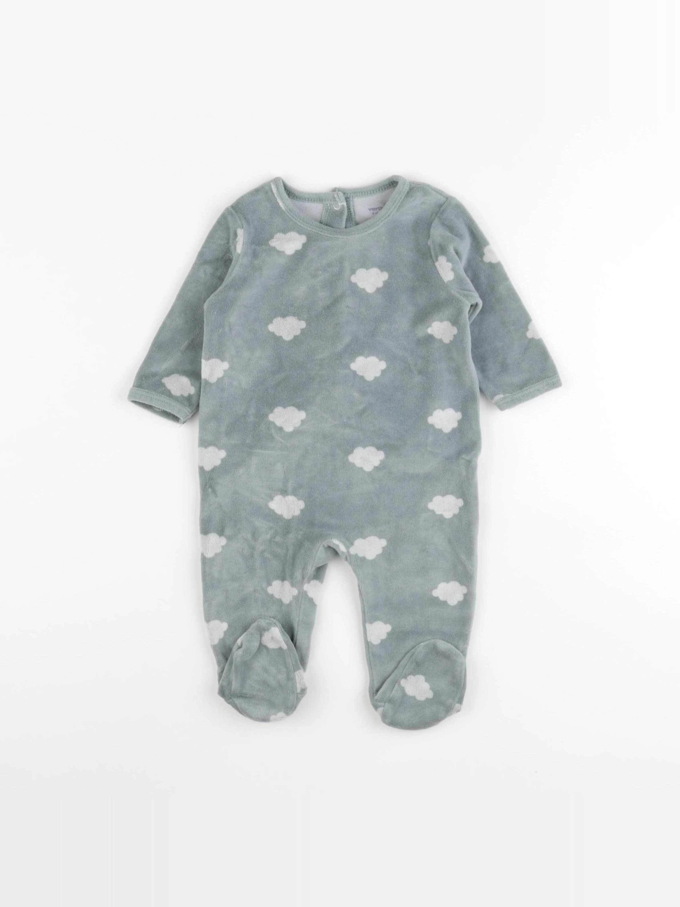 Vertbaudet - pyjama velours vert - 6 mois