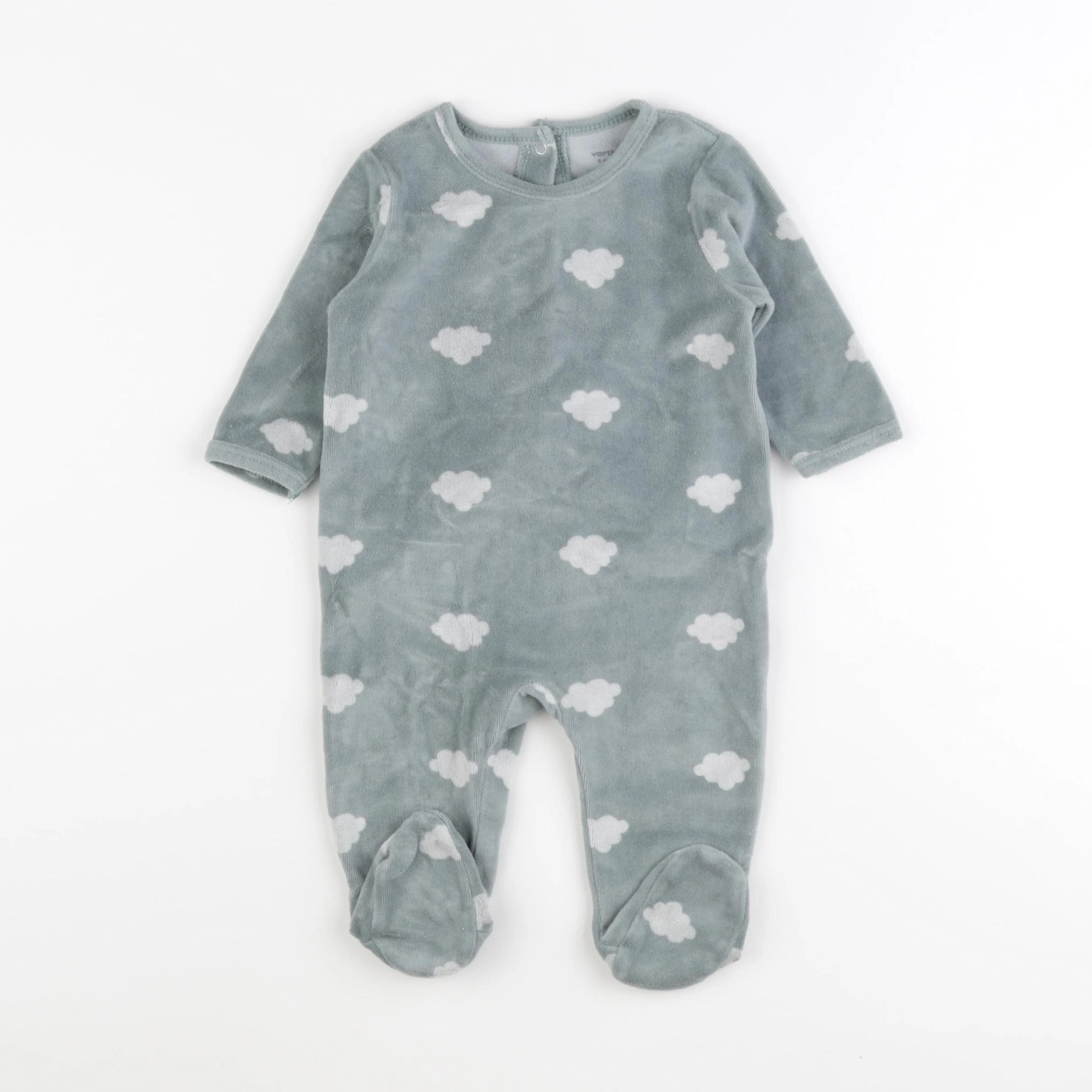 Vertbaudet - pyjama velours vert - 6 mois