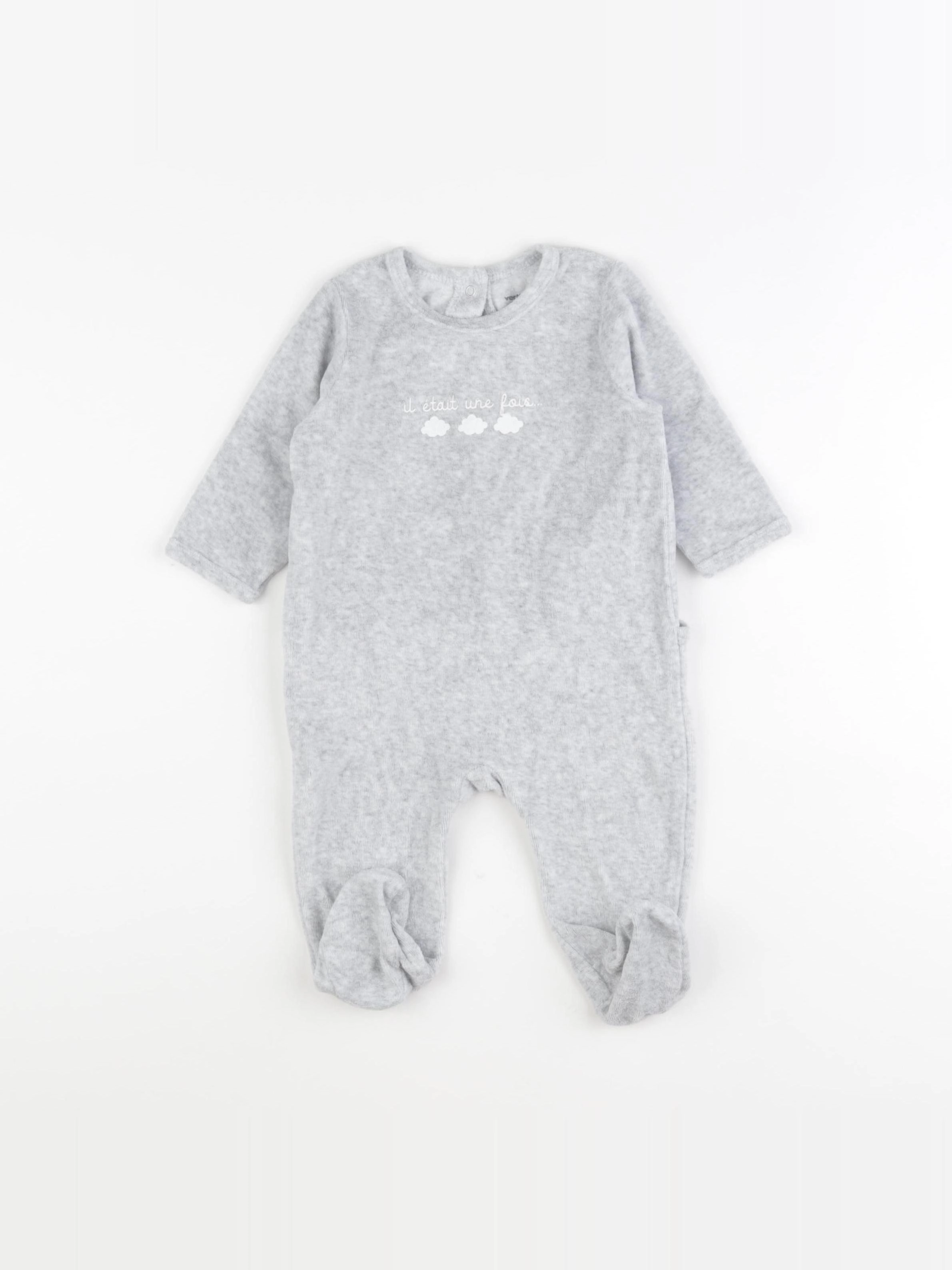 Vertbaudet - pyjama velours gris - 6 mois