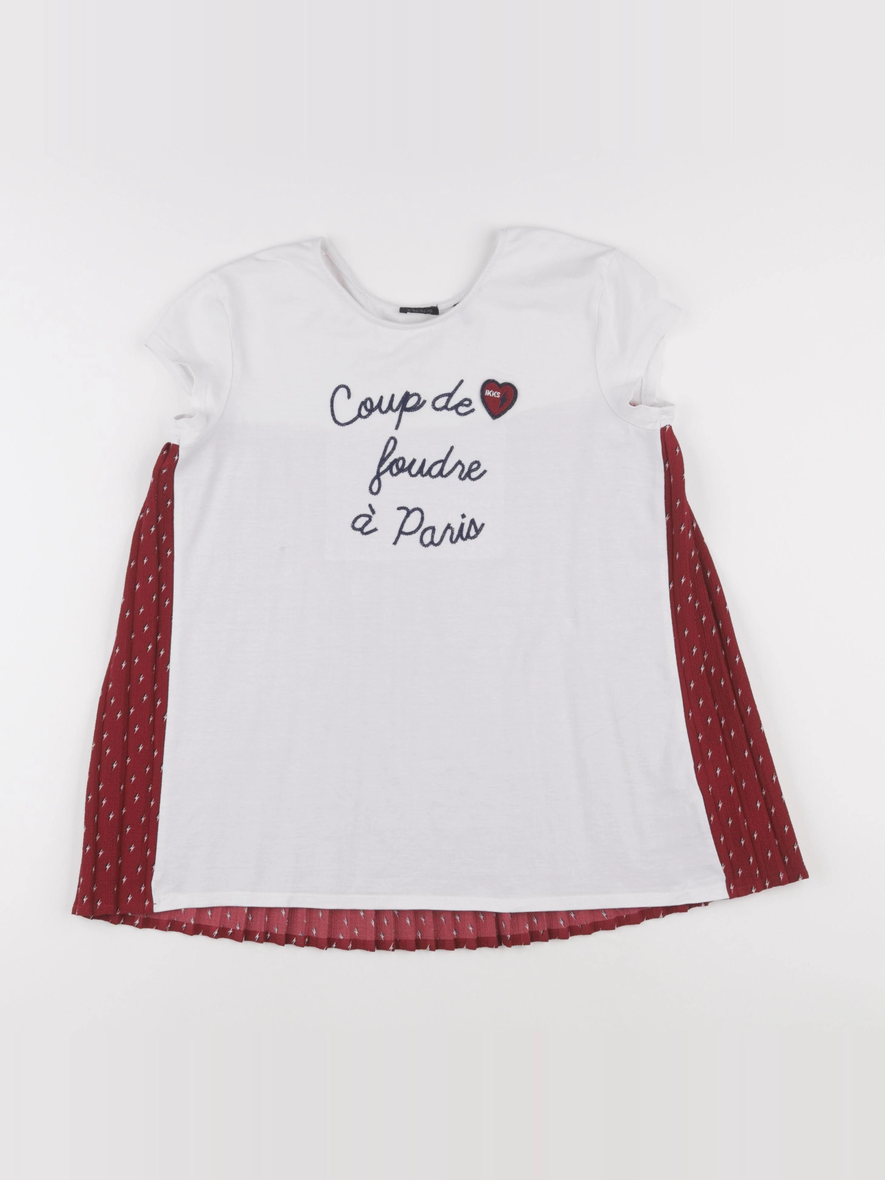 IKKS - tee-shirt blanc, rouge - 14 ans