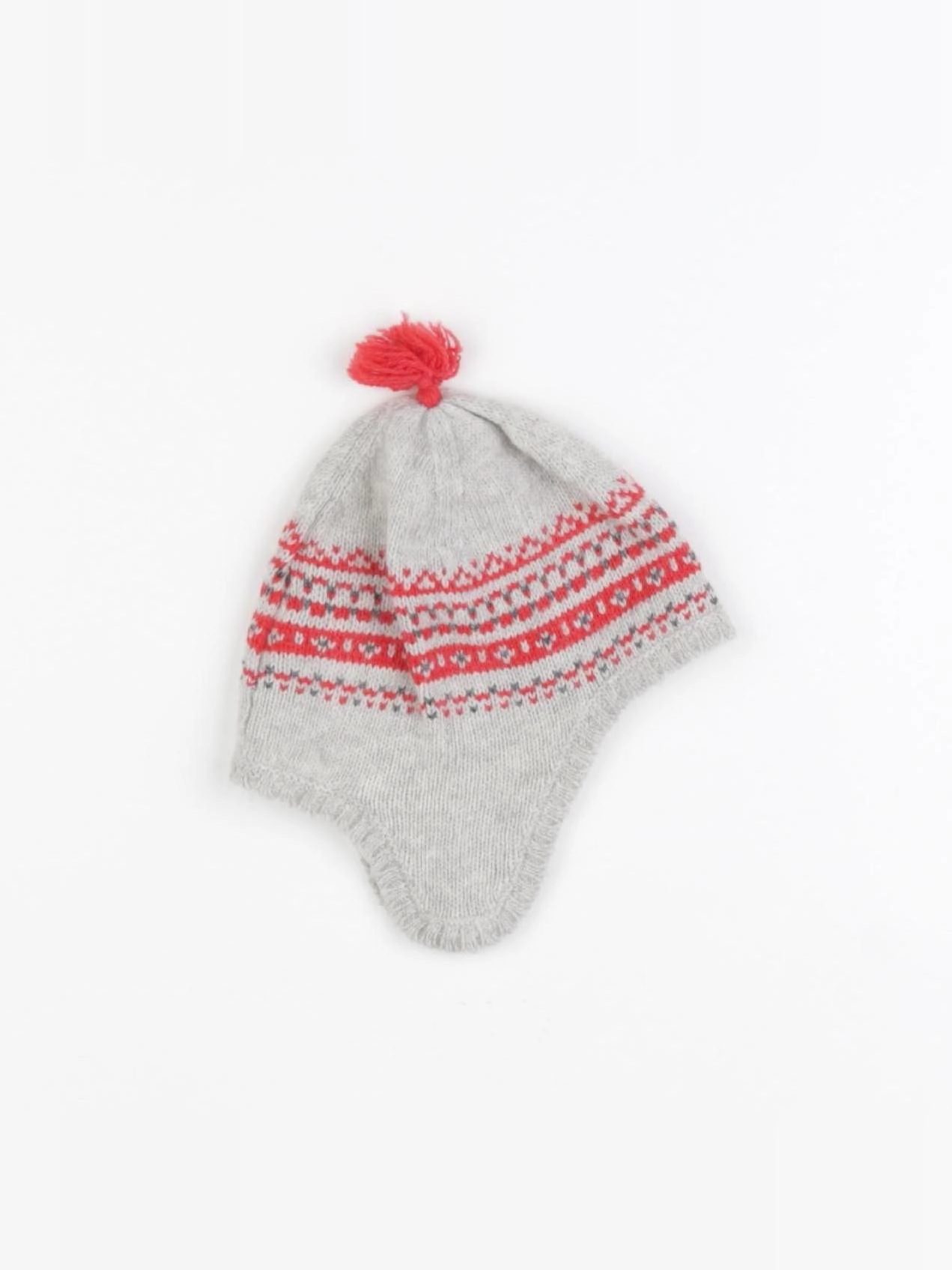 Petit Bateau - bonnet gris, rouge - 3 mois