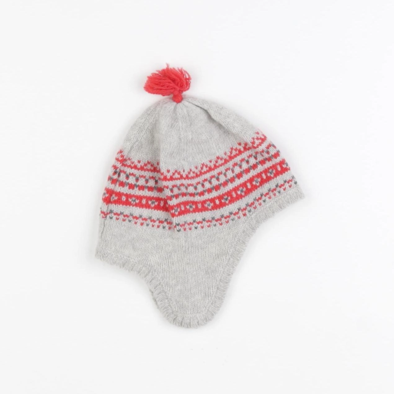 Petit Bateau - bonnet gris, rouge - 3 mois