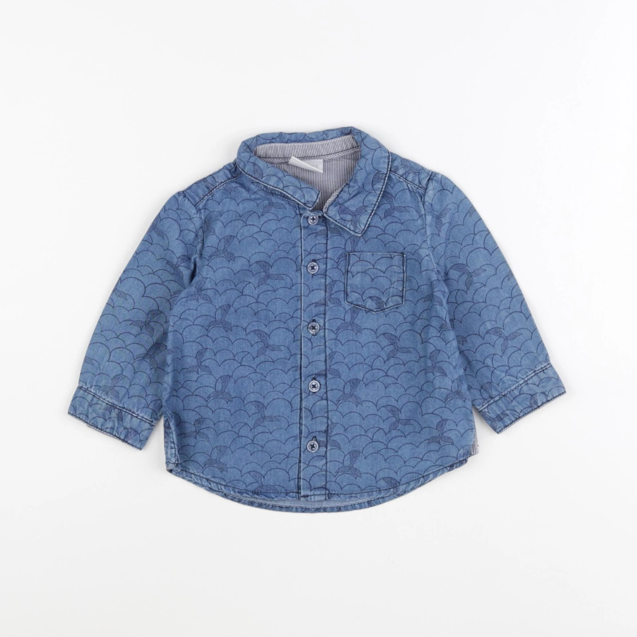 Natalys - chemise bleu - 6 mois