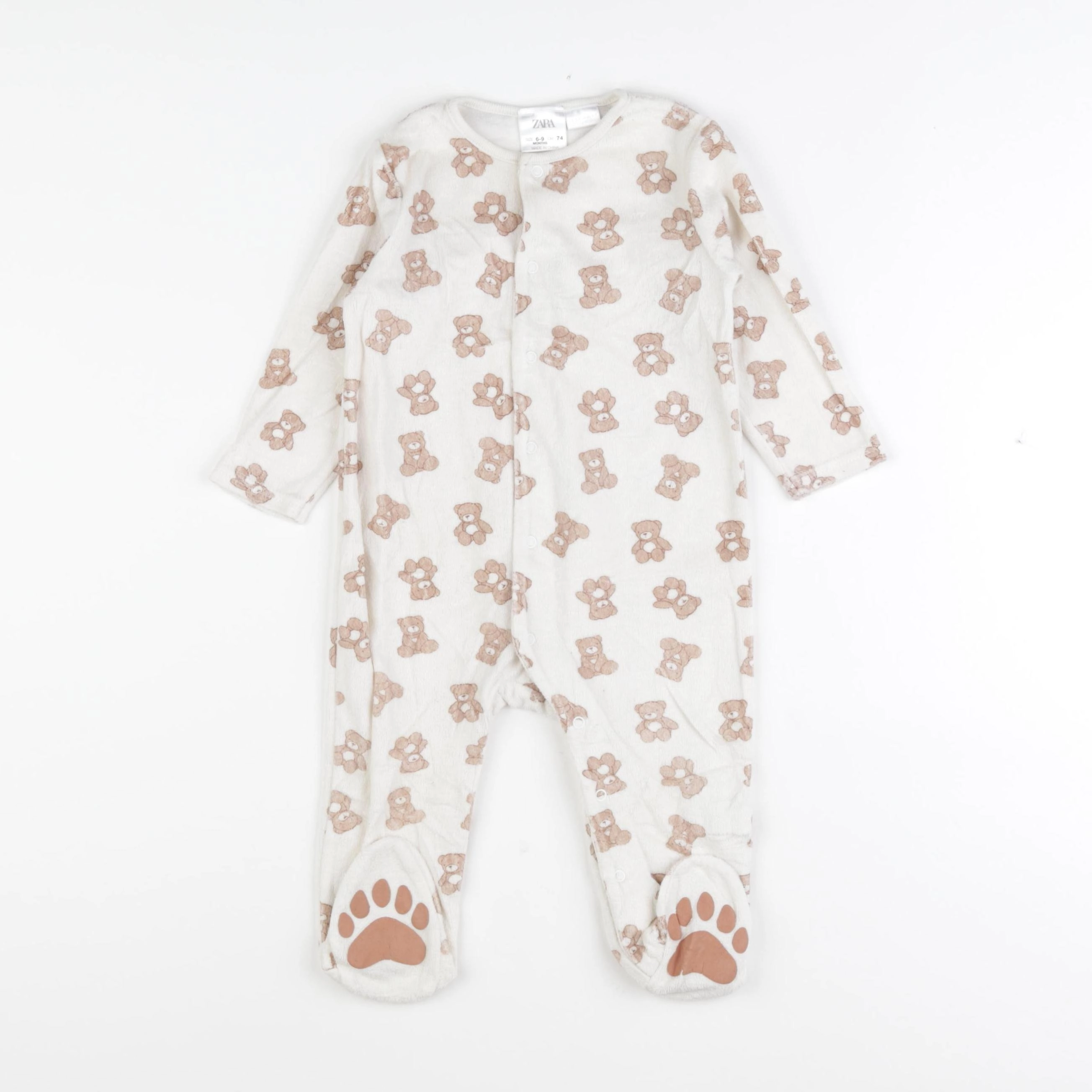 Zara - pyjama velours blanc - 6/9 mois