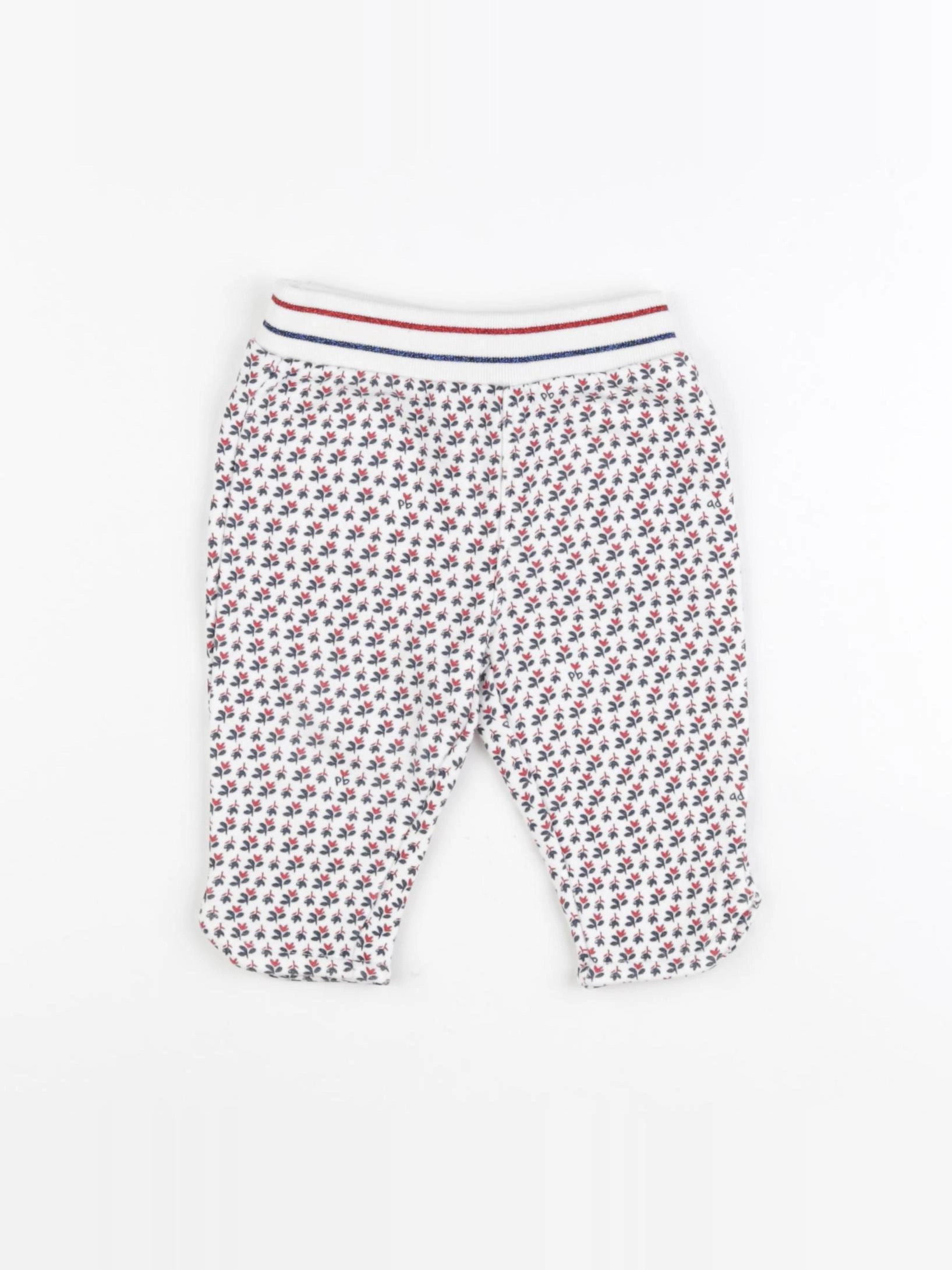 Petit Bateau - jogging blanc, rouge - 6 mois