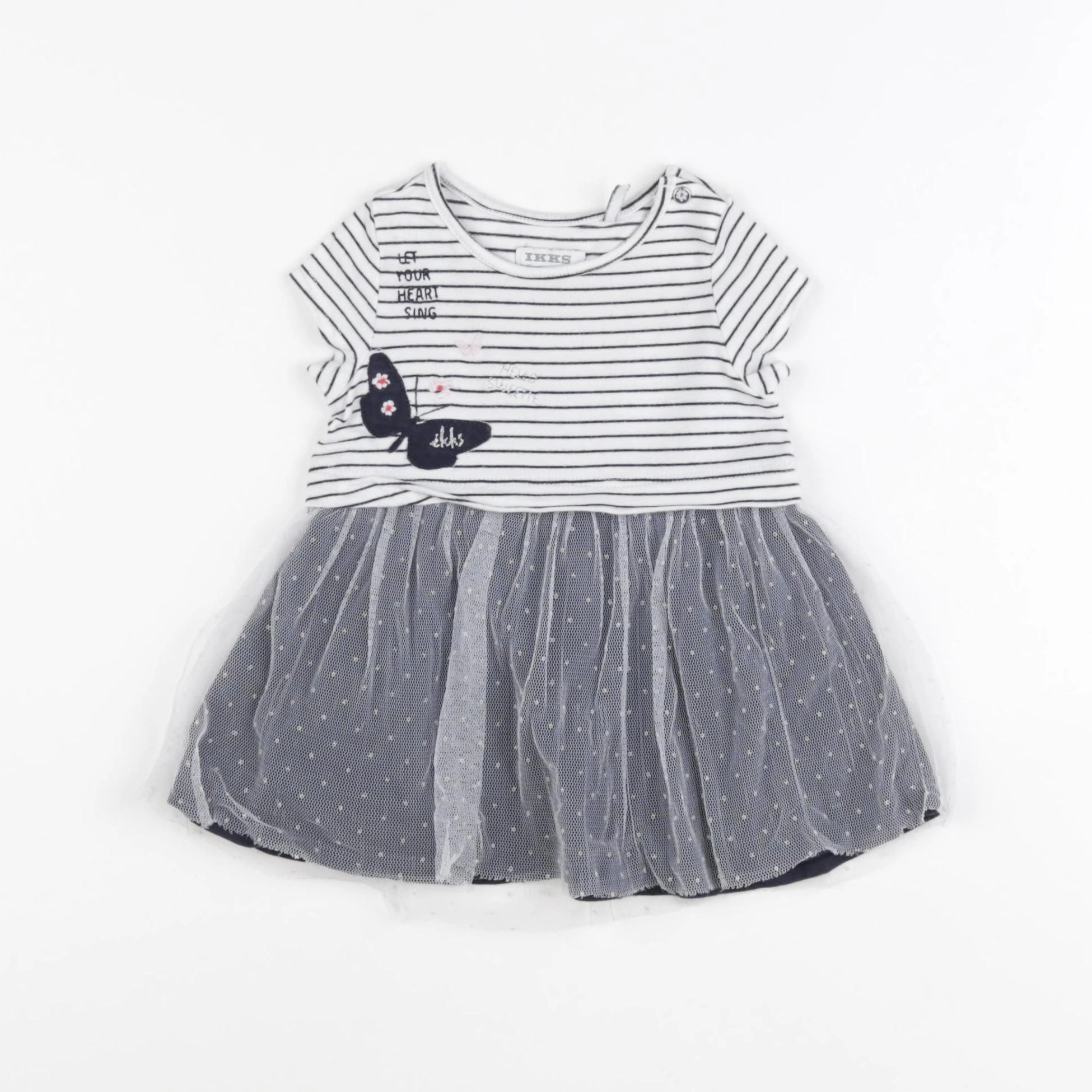IKKS - robe blanc, bleu - 3 mois