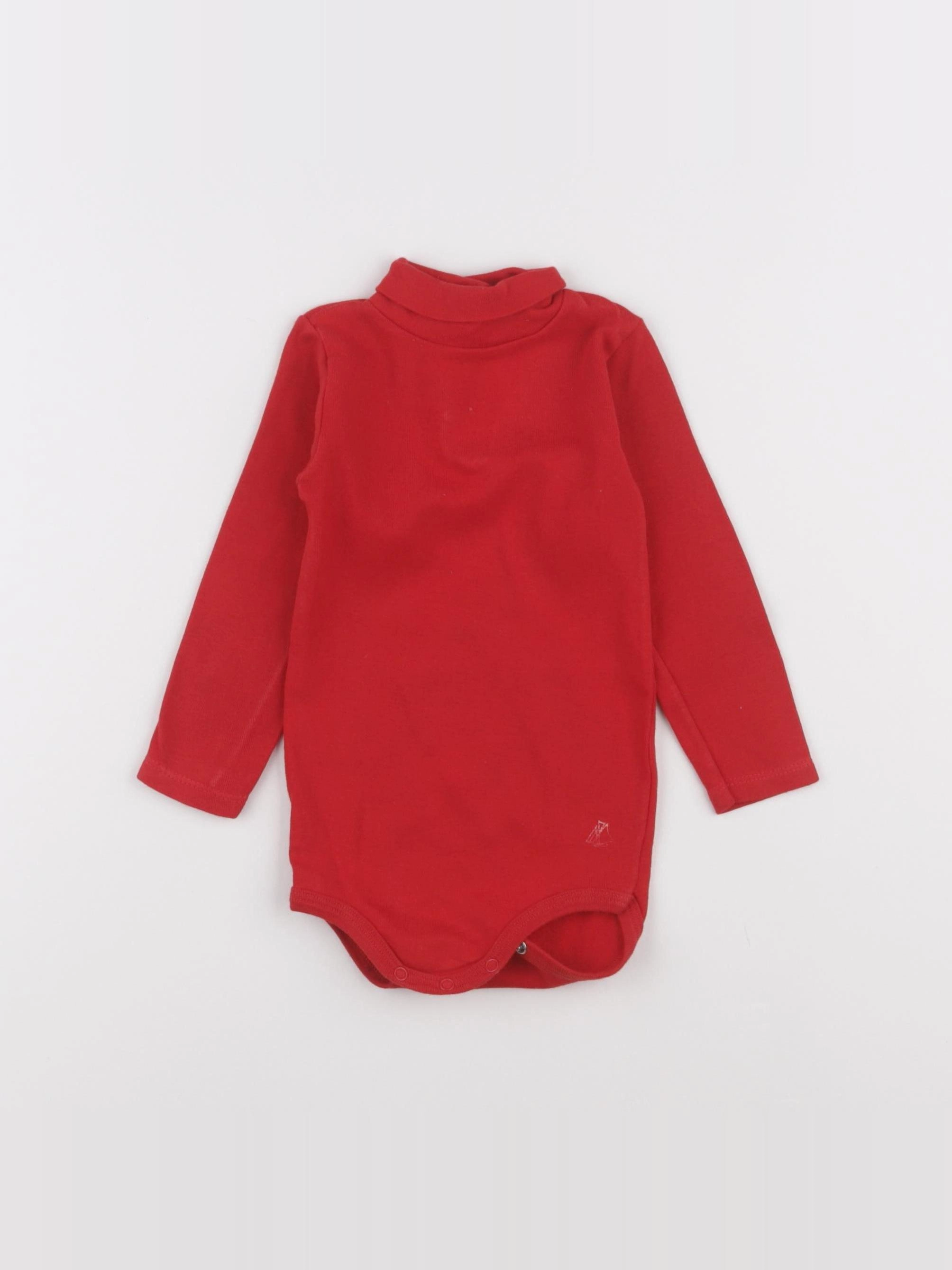 Petit Bateau - body à col rouge - 12 mois
