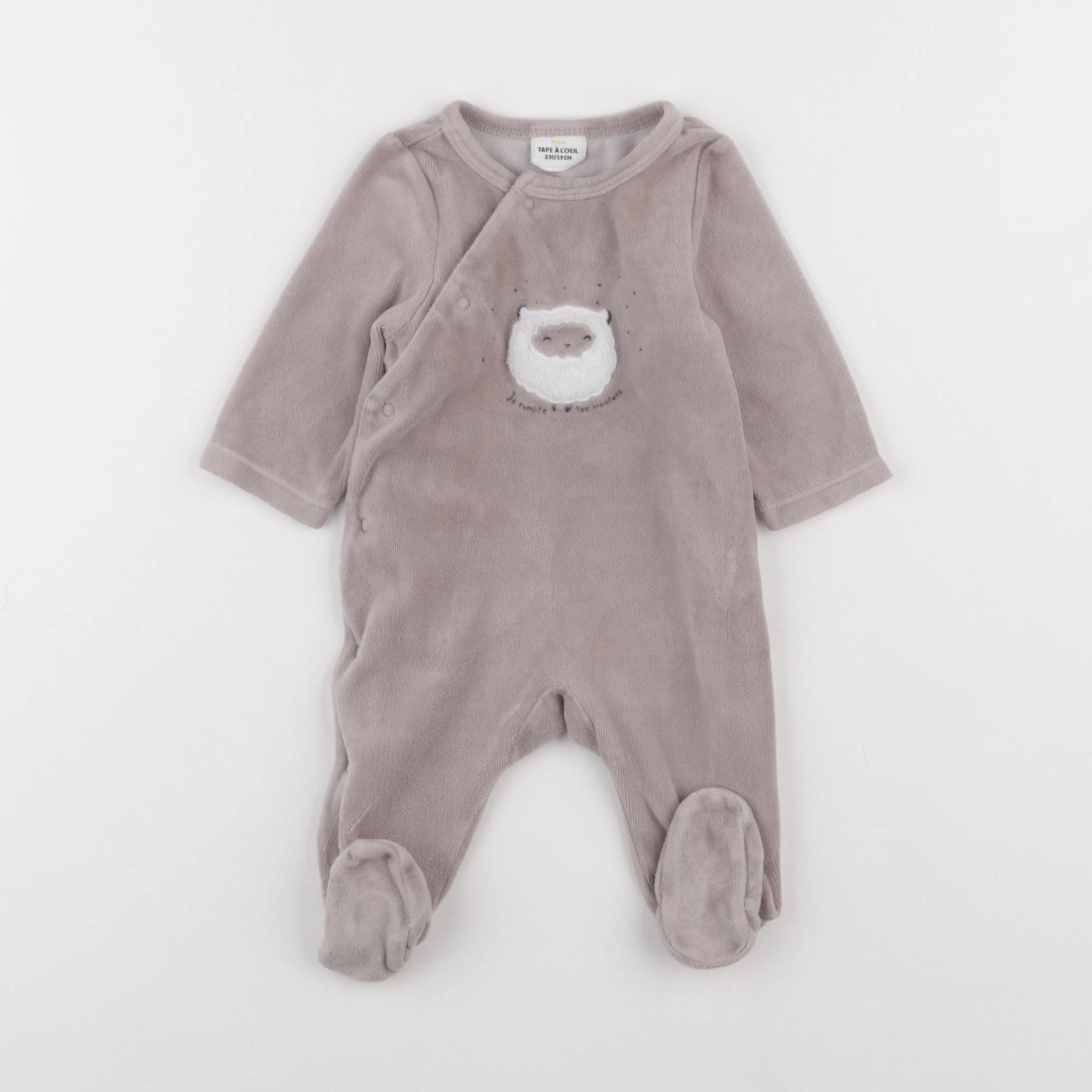 Tape à l'oeil - pyjama velours marron - 3 mois