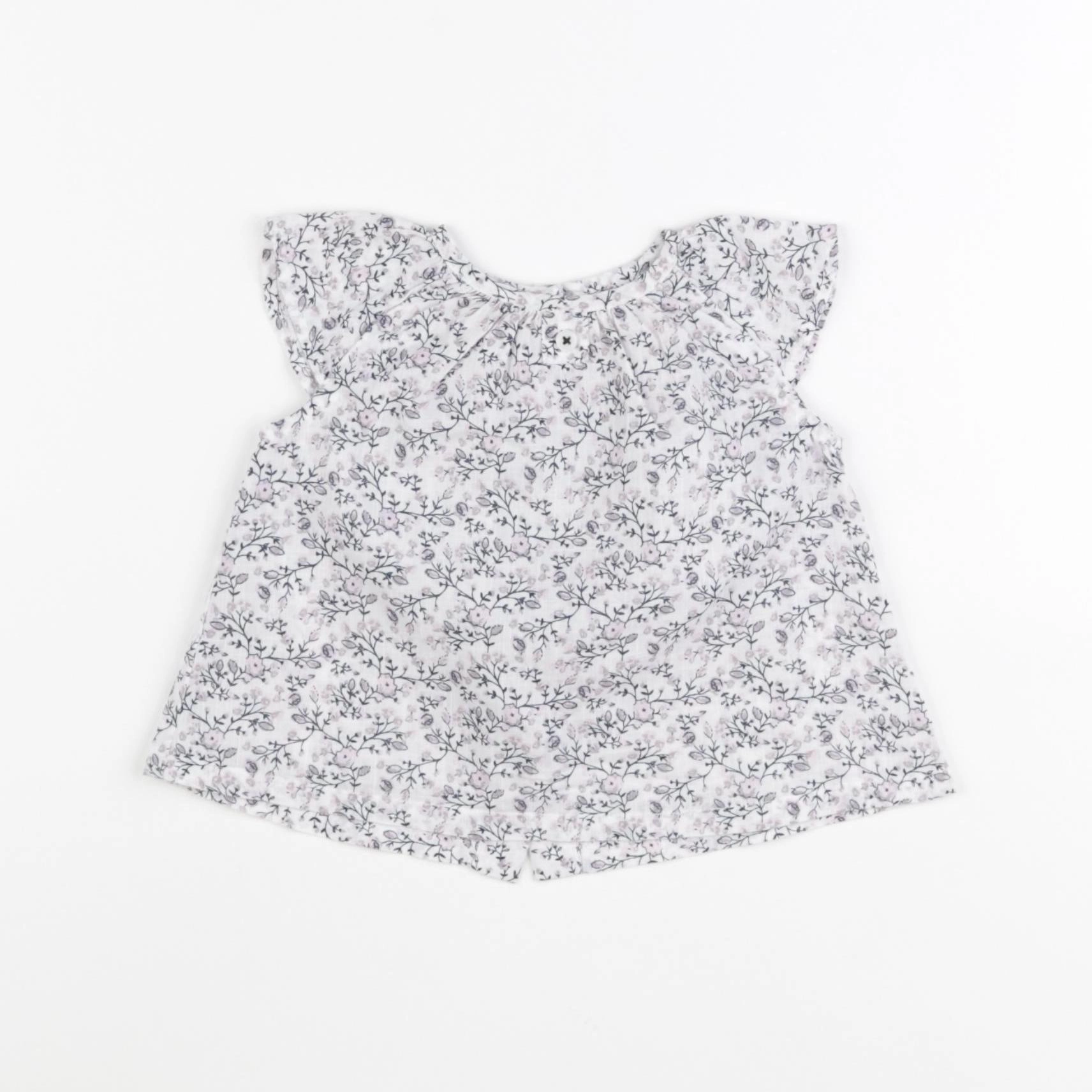 Boutchou - blouse blanc, rose - 3 mois