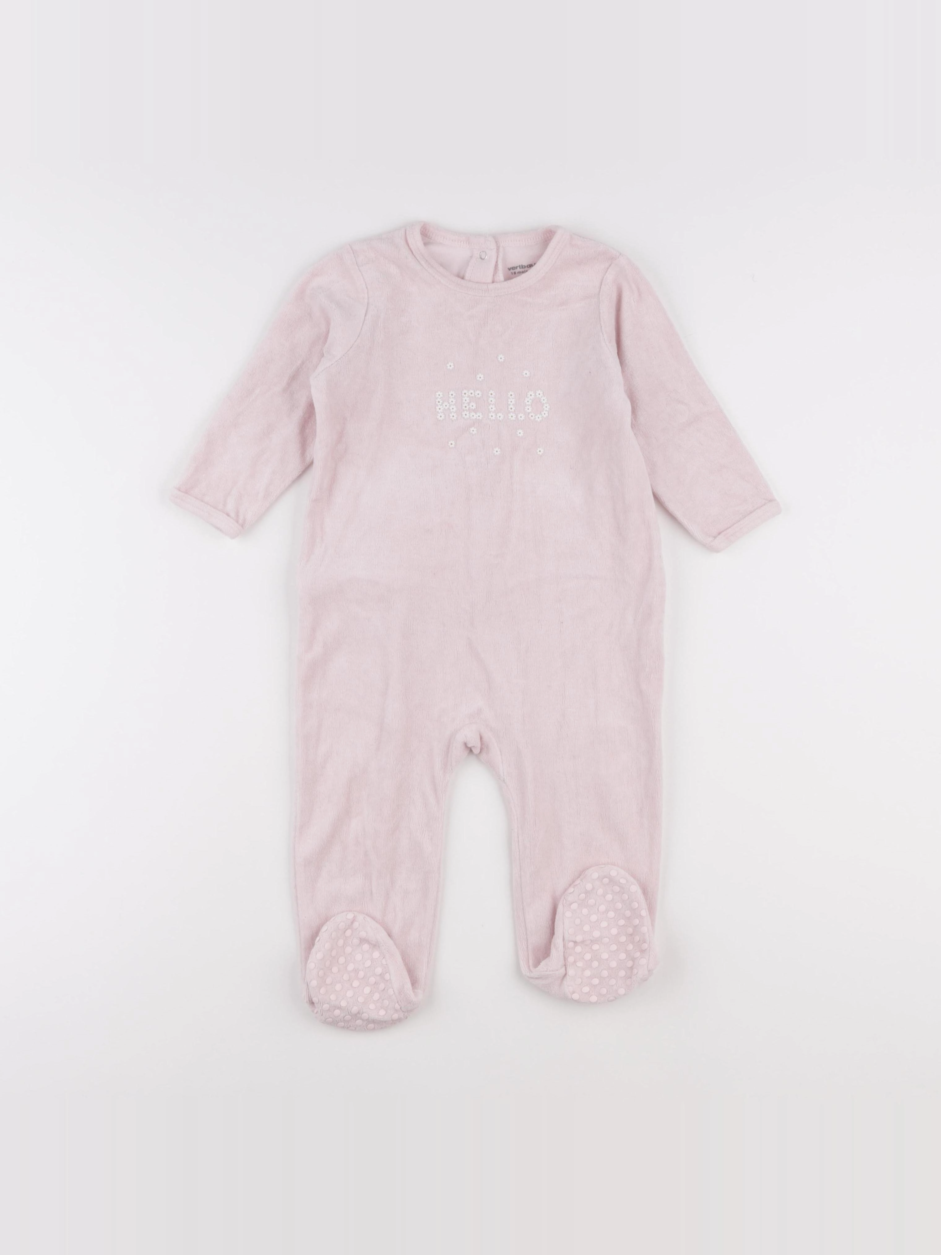 Vertbaudet - pyjama velours rose - 18 mois
