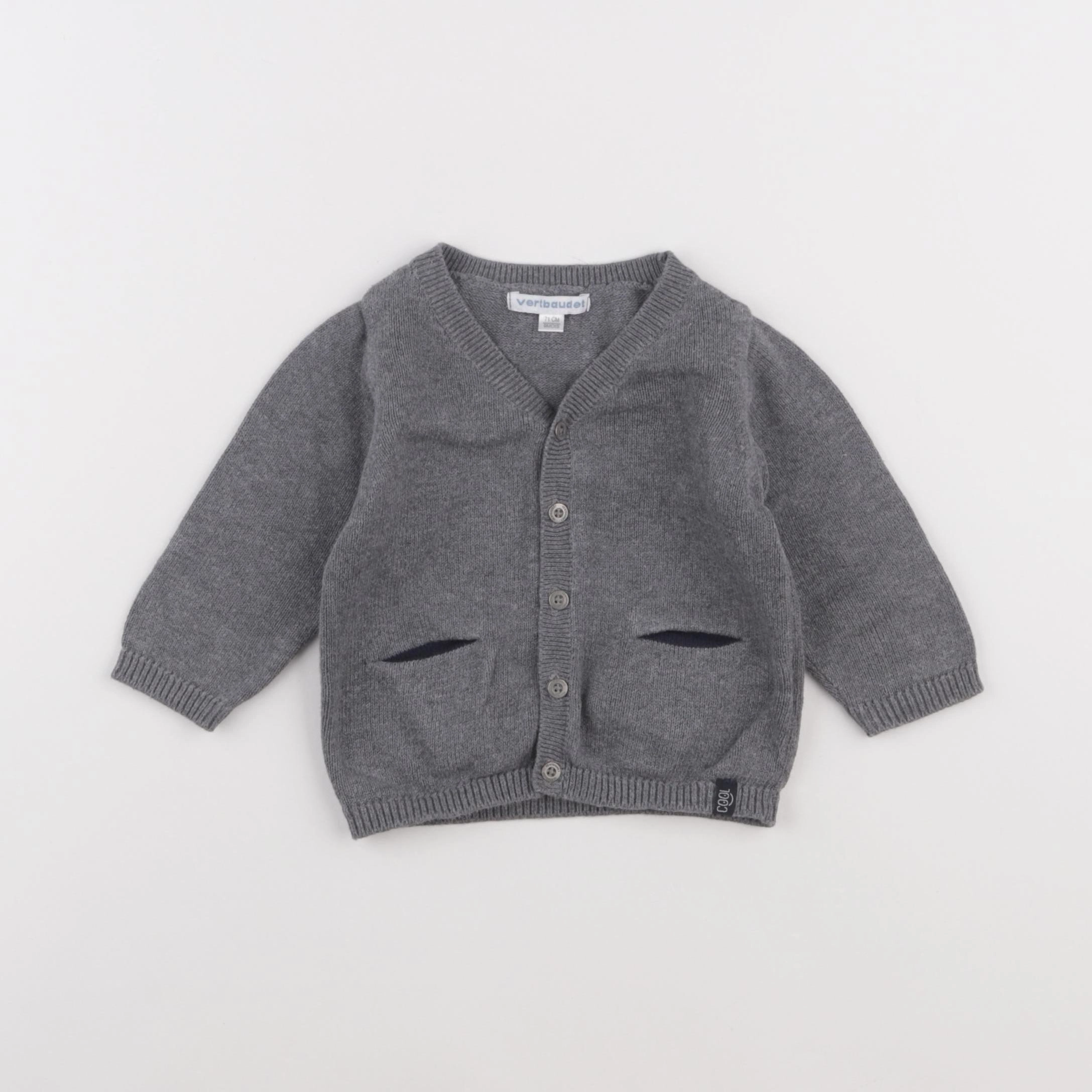 Vertbaudet - gilet gris - 9 mois