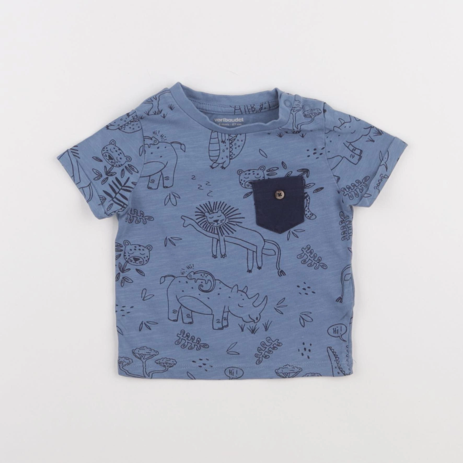 Vertbaudet - tee-shirt bleu - 6 mois