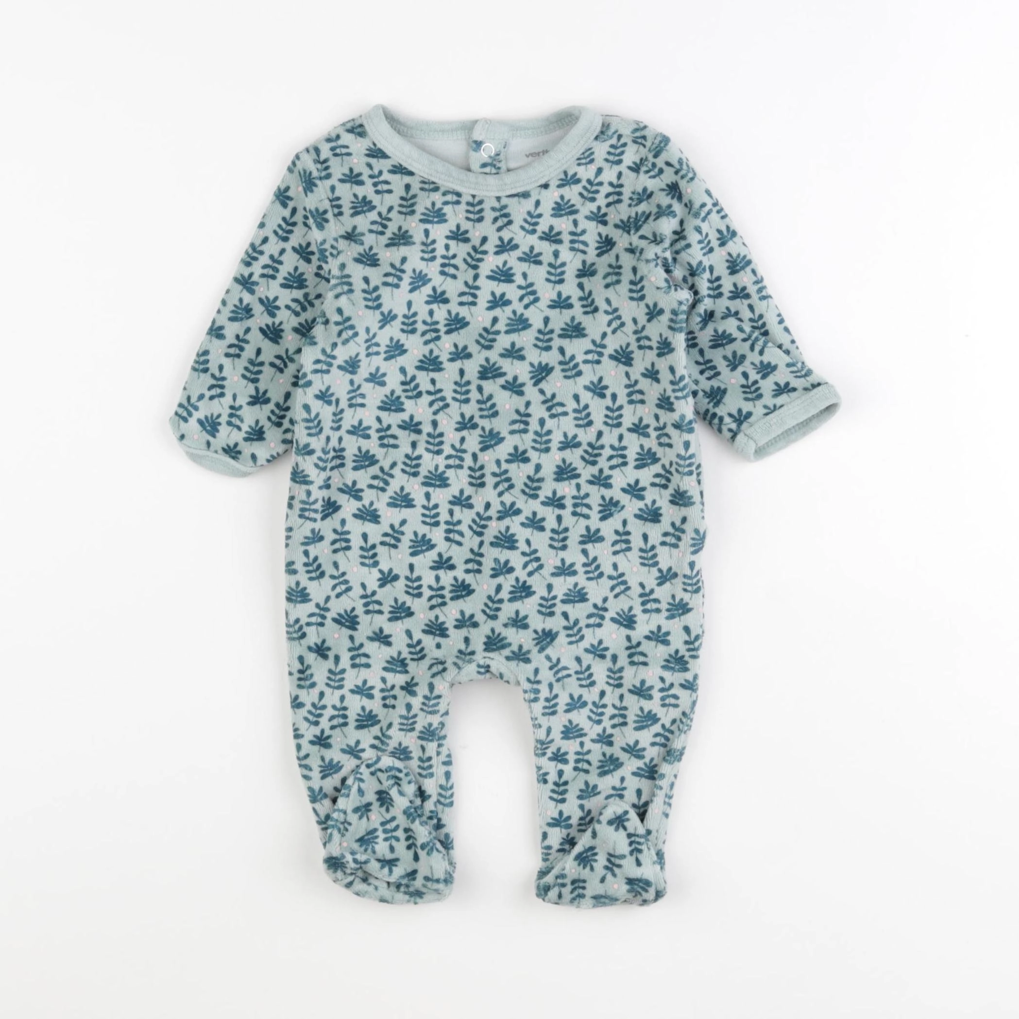 Vertbaudet - pyjama velours vert - 3 mois