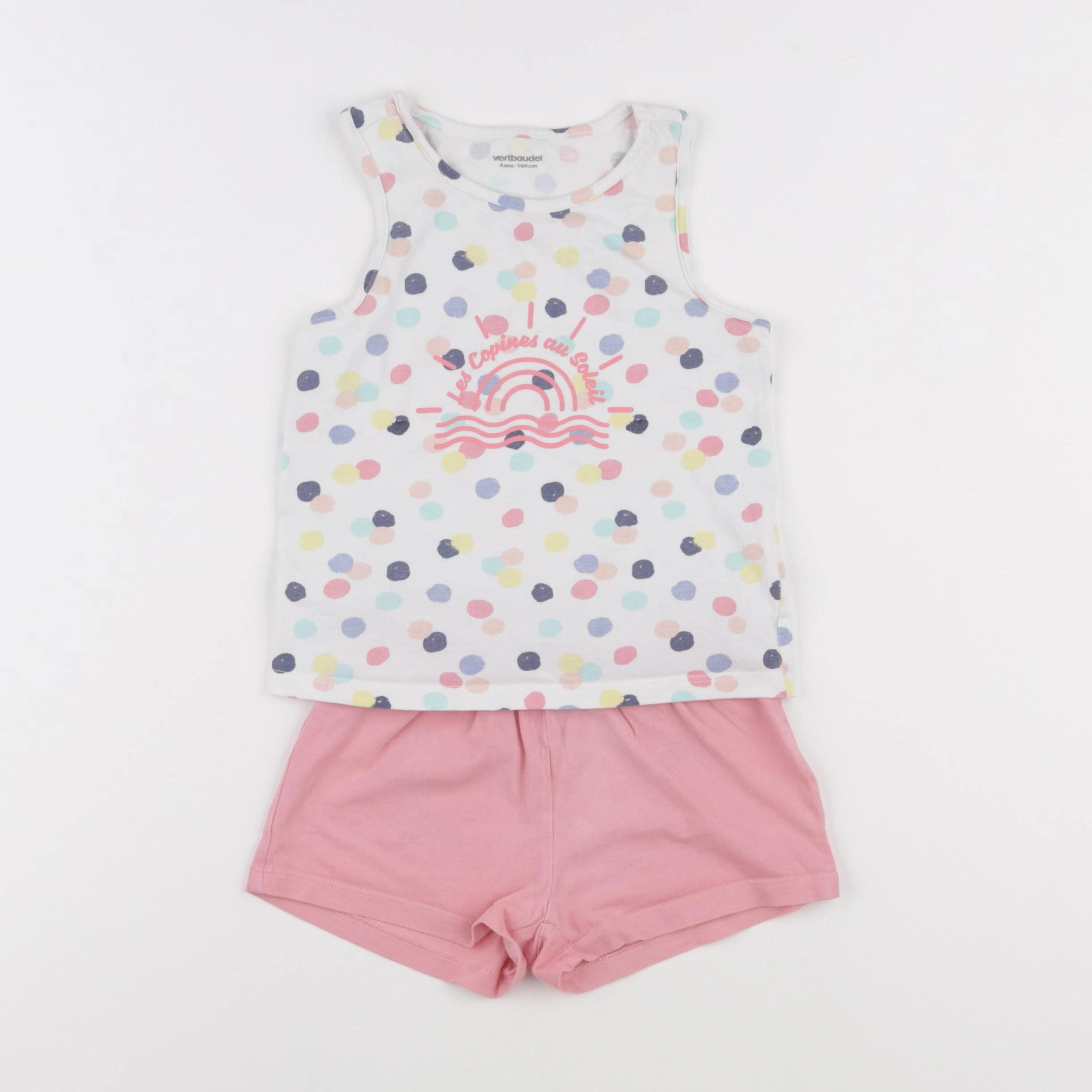 Vertbaudet - pyjama coton rose - 4 ans