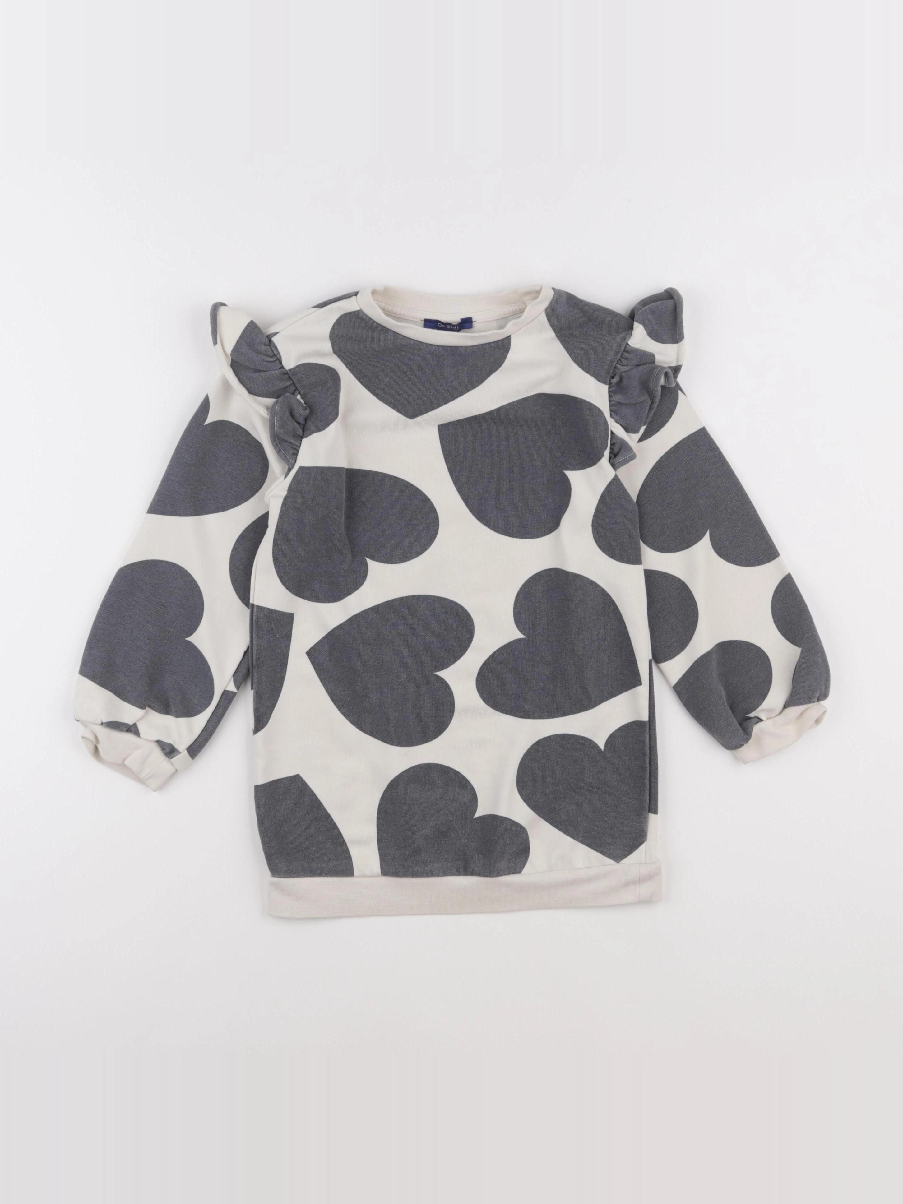 Okaidi - robe gris, blanc - 5 ans