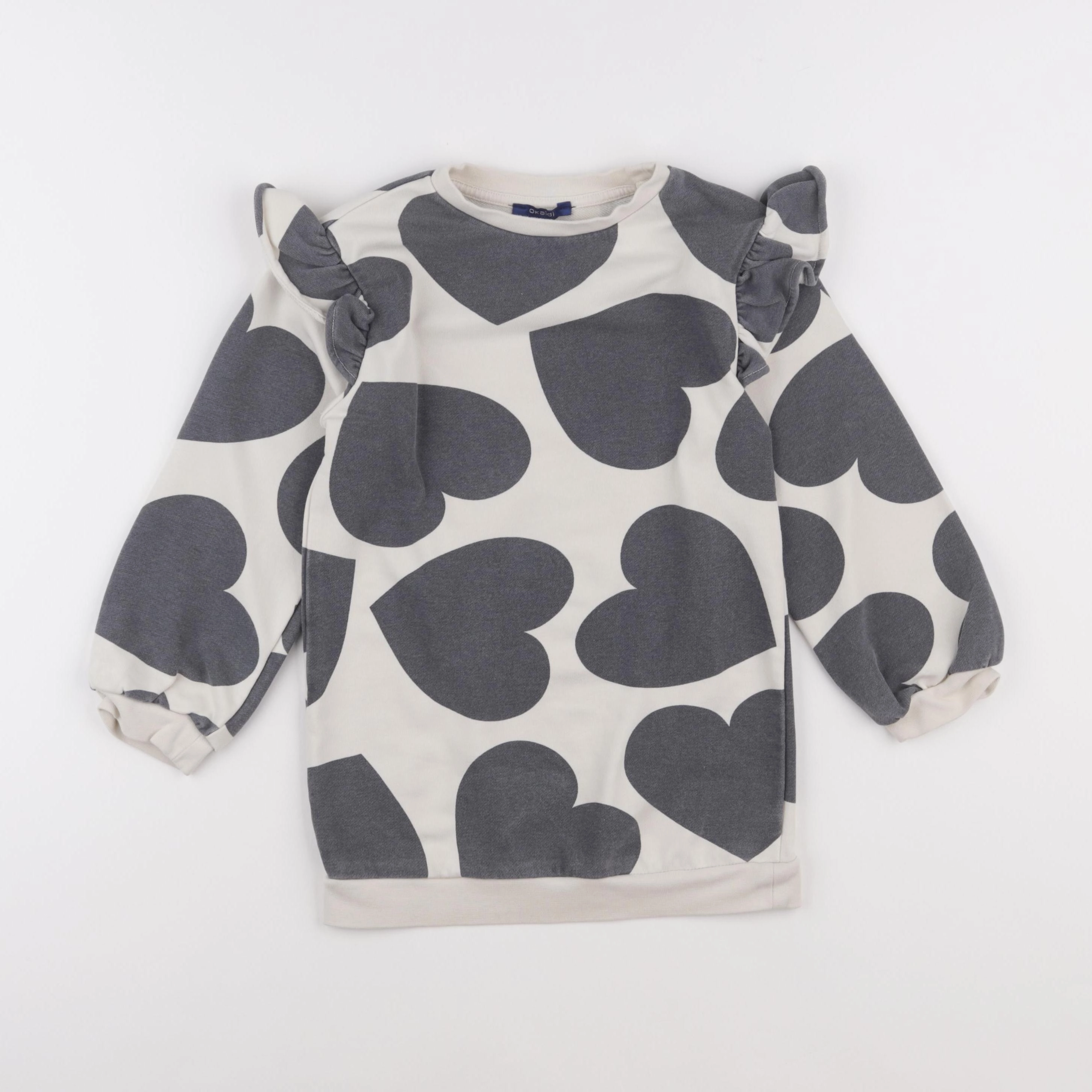 Okaidi - robe gris, blanc - 5 ans