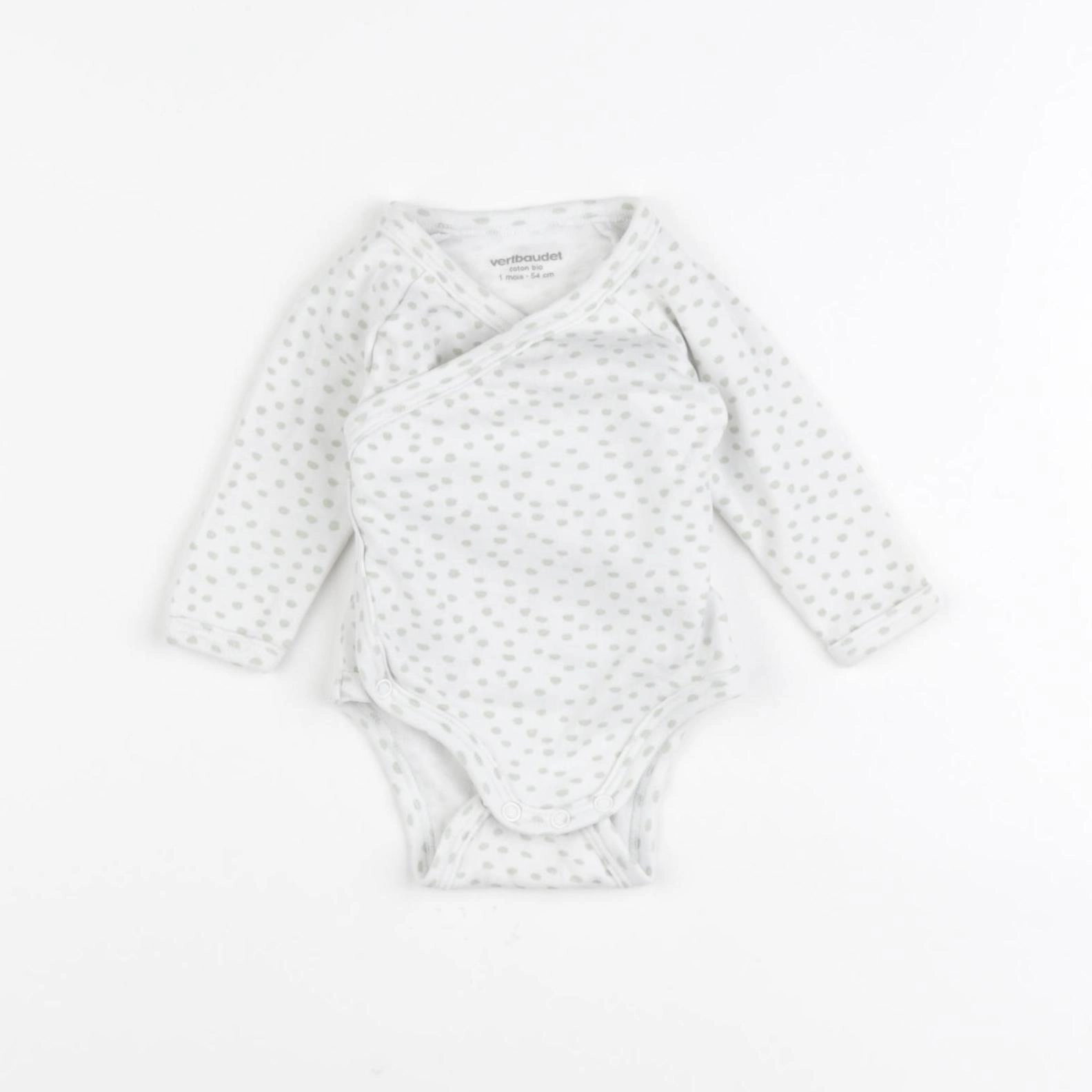 Vertbaudet - body blanc, vert - 1 mois