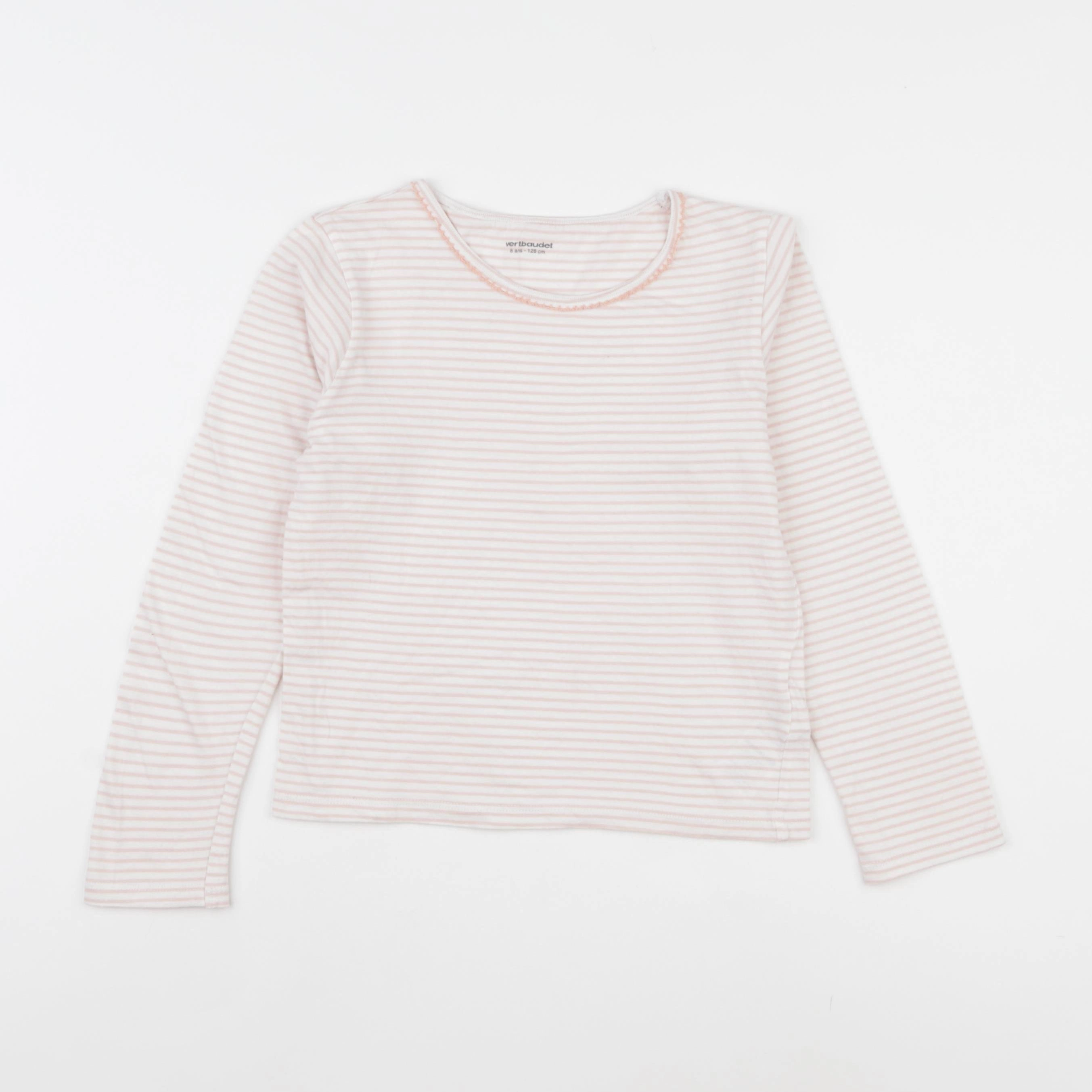 Vertbaudet - maillot de corps blanc, rose - 8 ans