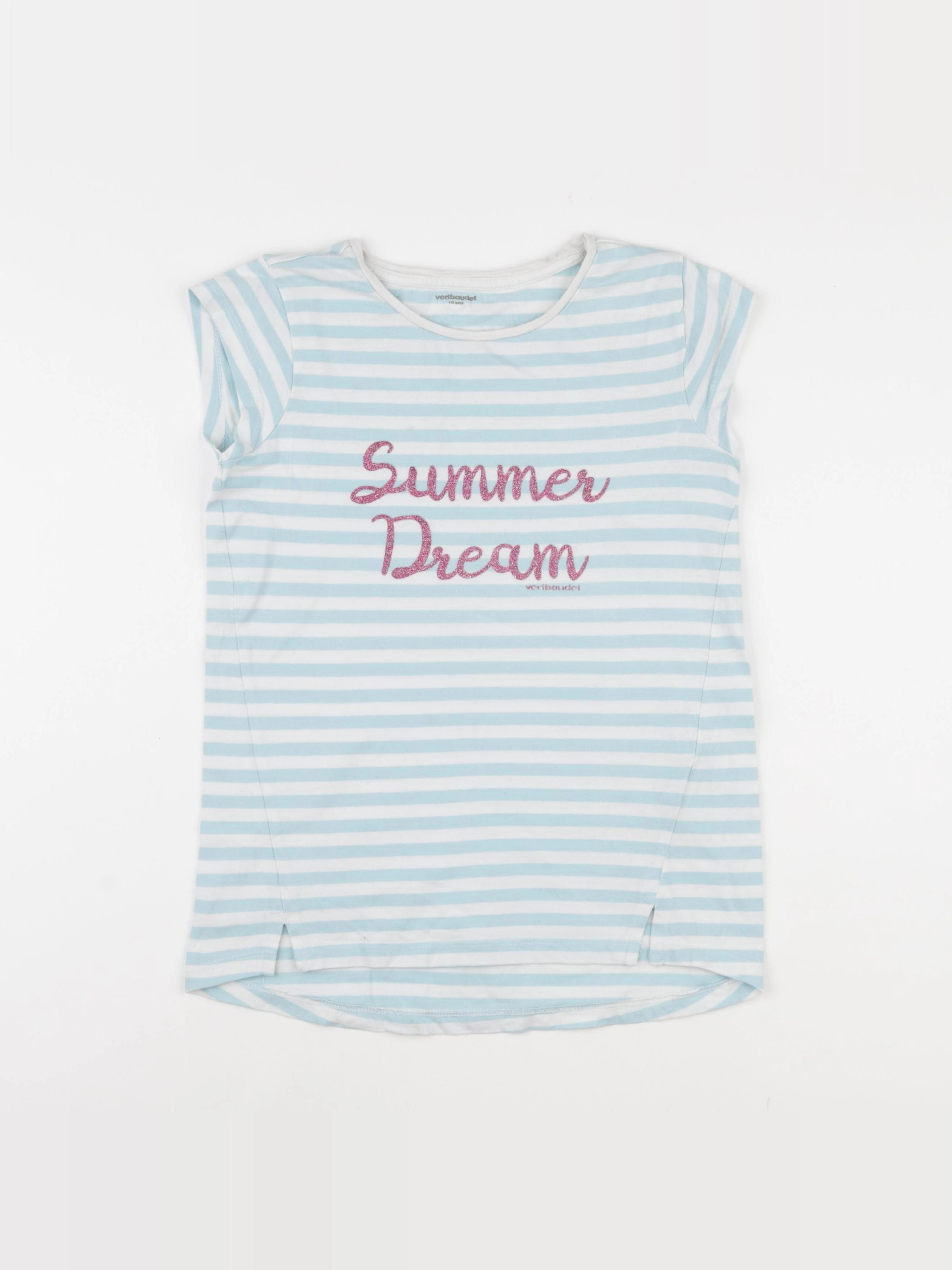 Vertbaudet - tee-shirt blanc, bleu - 10 ans