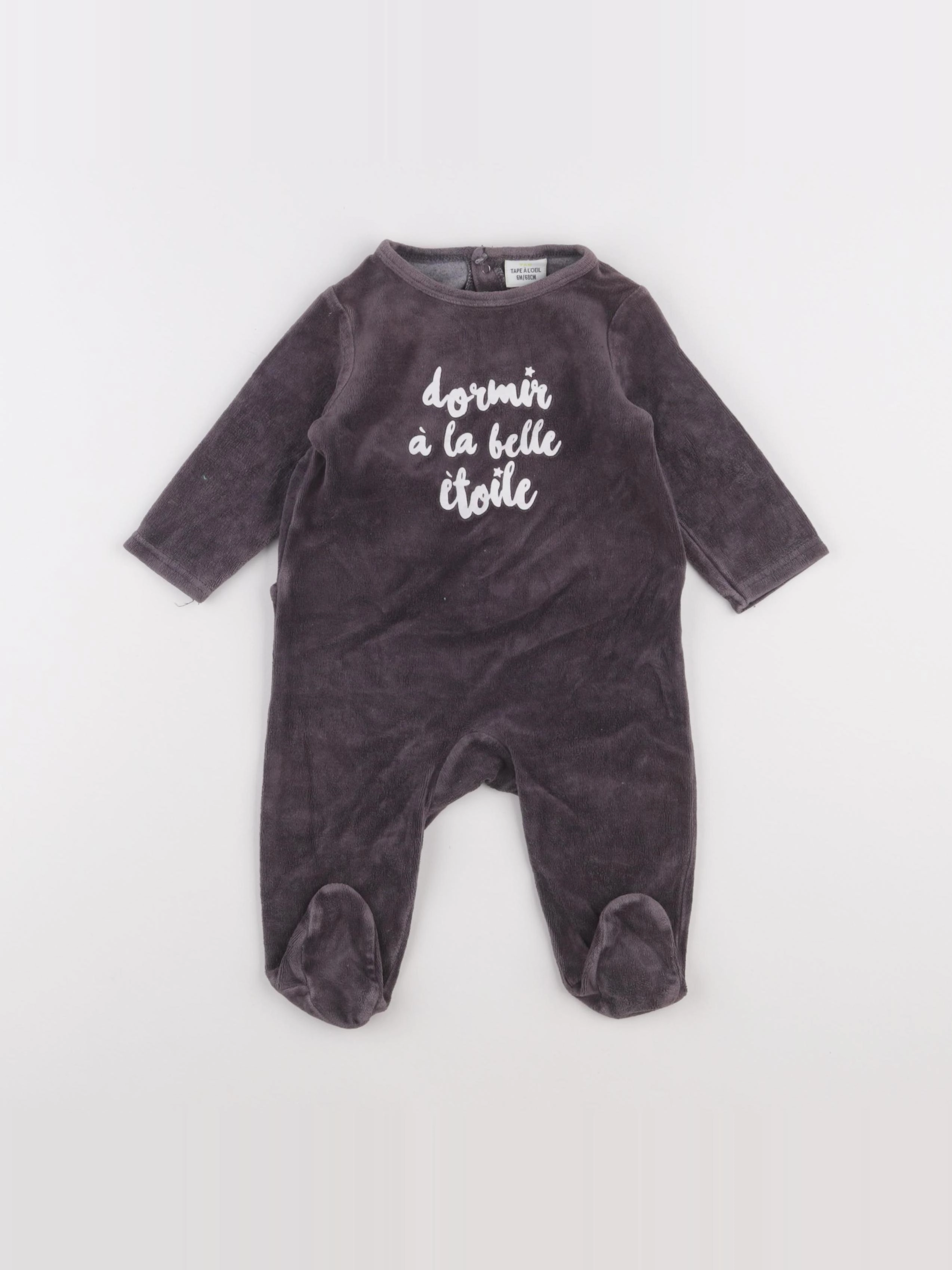 Tape à l'oeil - pyjama velours gris - 6 mois