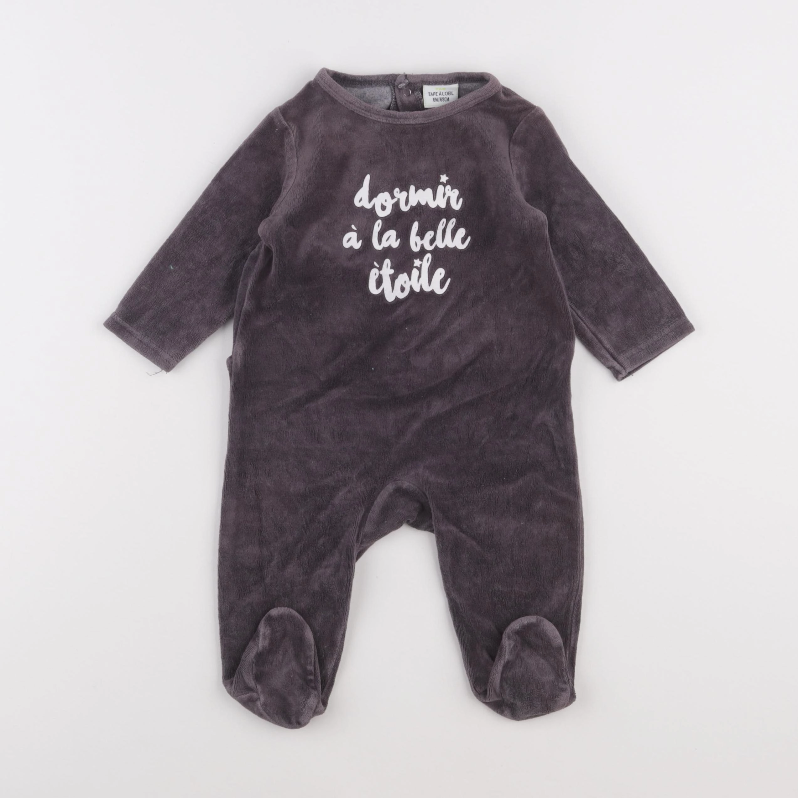 Tape à l'oeil - pyjama velours gris - 6 mois