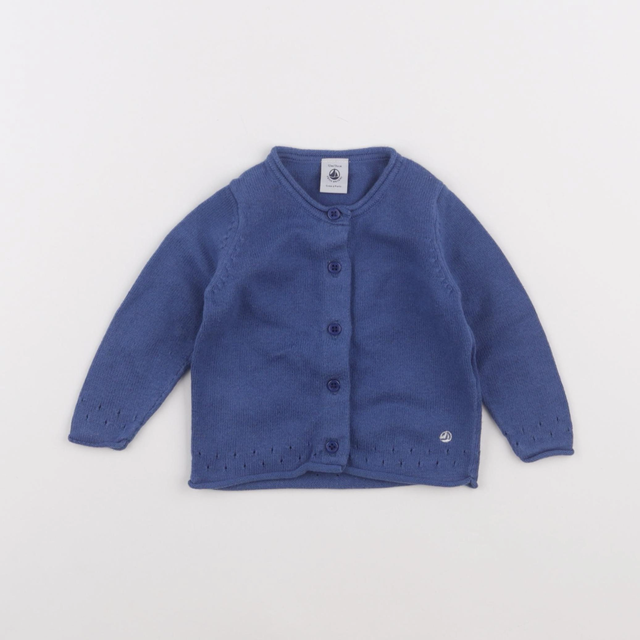 Petit Bateau - gilet bleu - 12 mois
