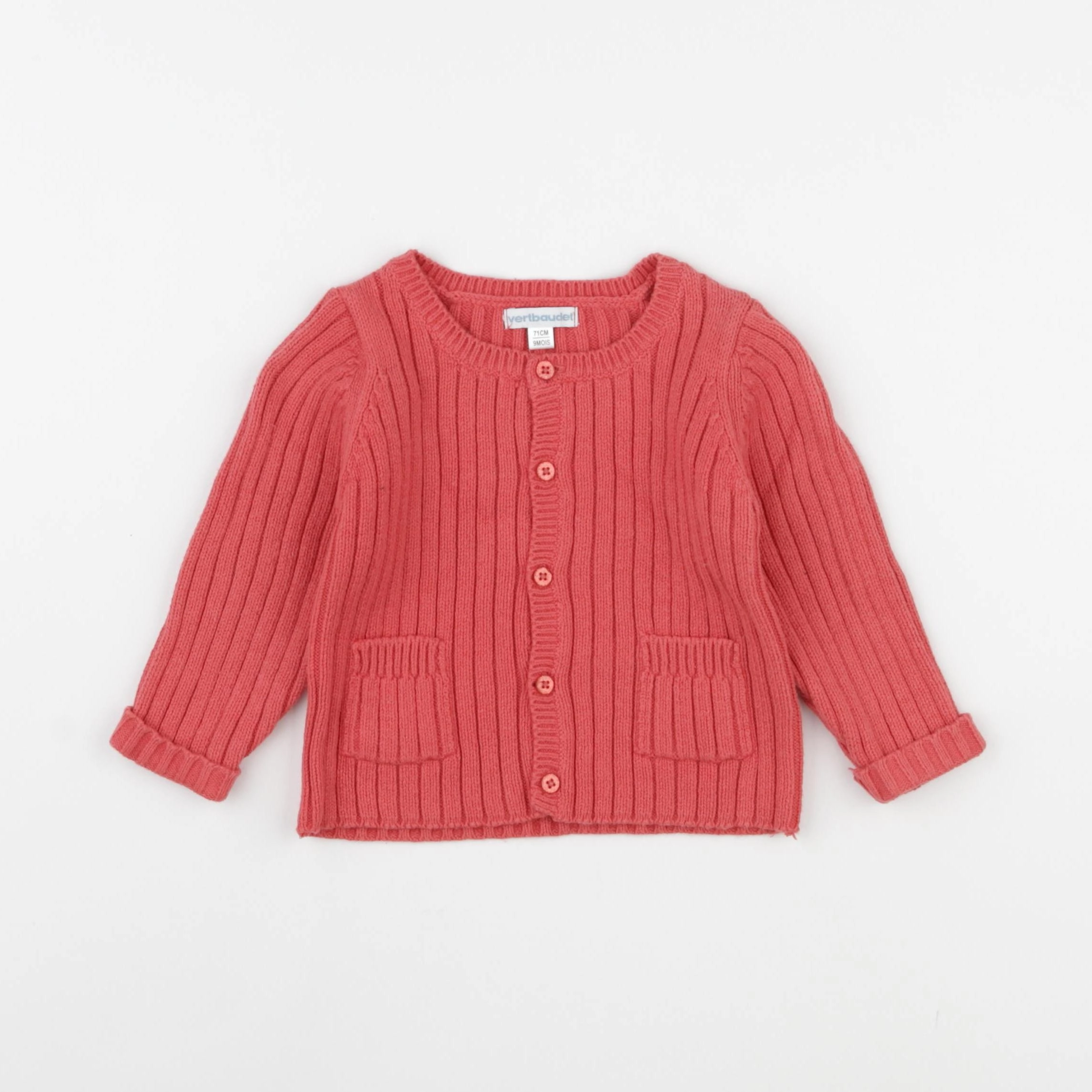Vertbaudet - gilet rouge - 9 mois