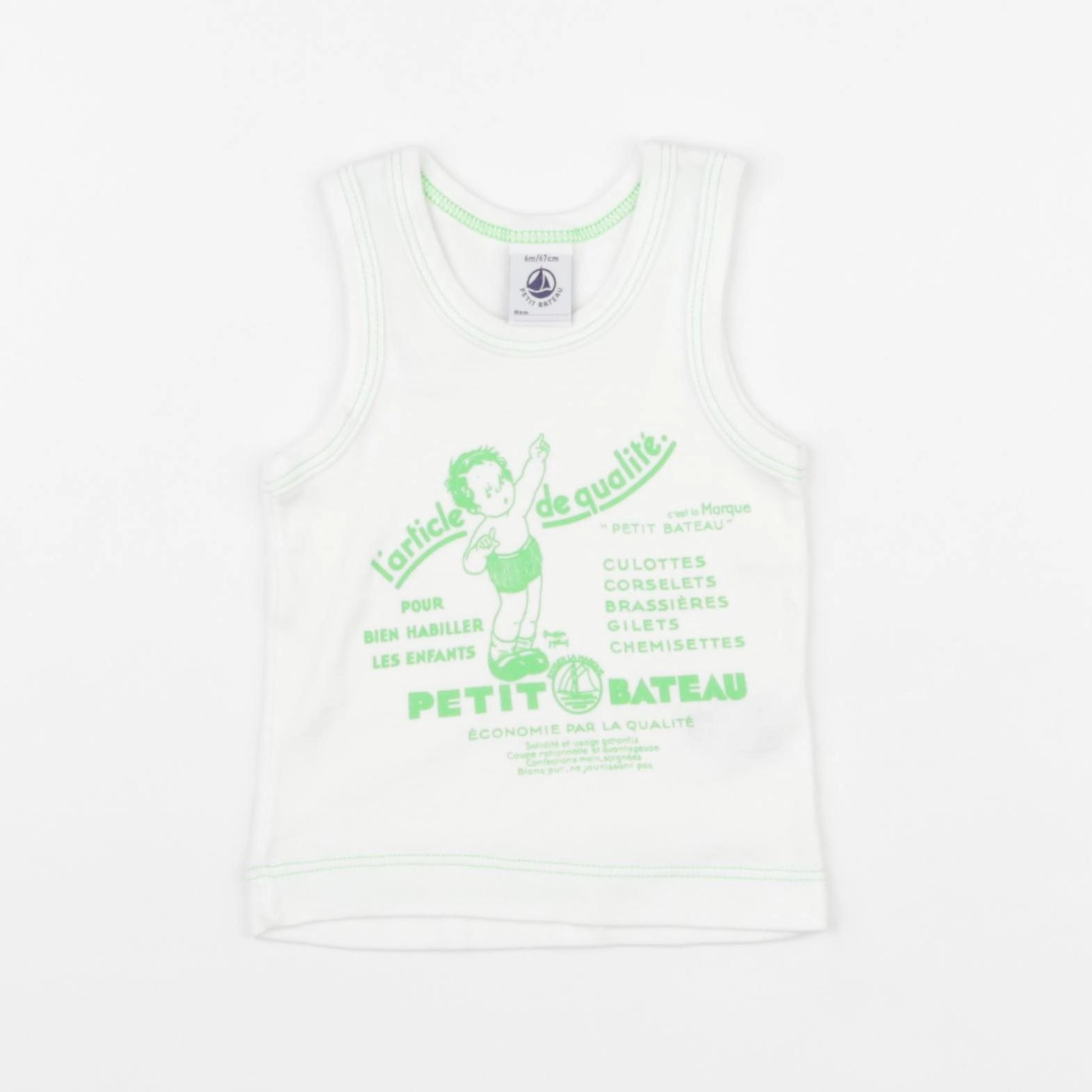 Petit Bateau - débardeur vert - 6 mois