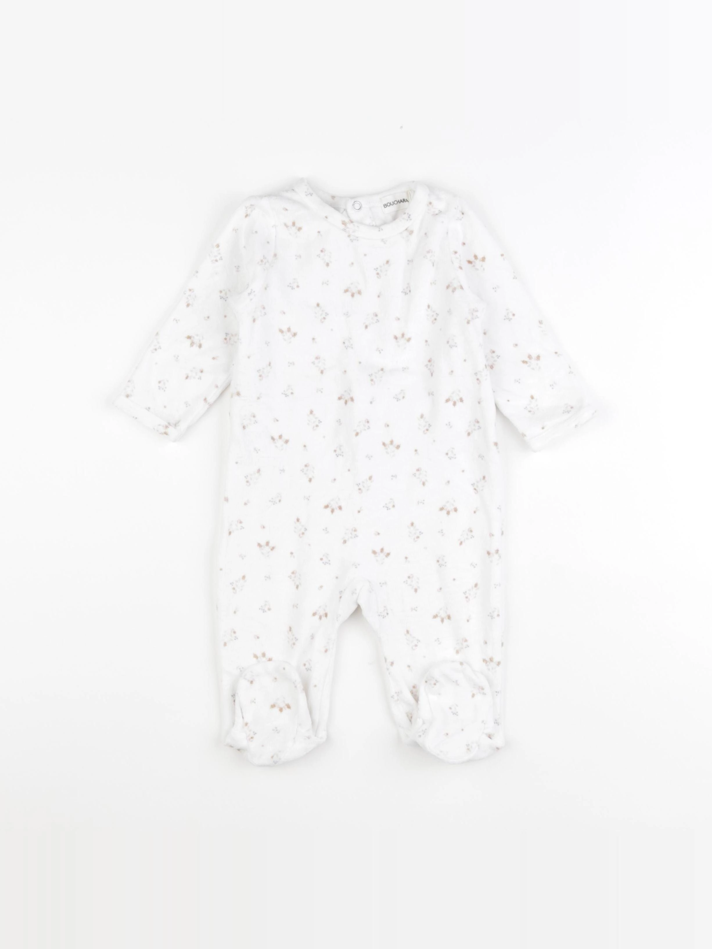 Bouchara - pyjama velours blanc - 9 mois