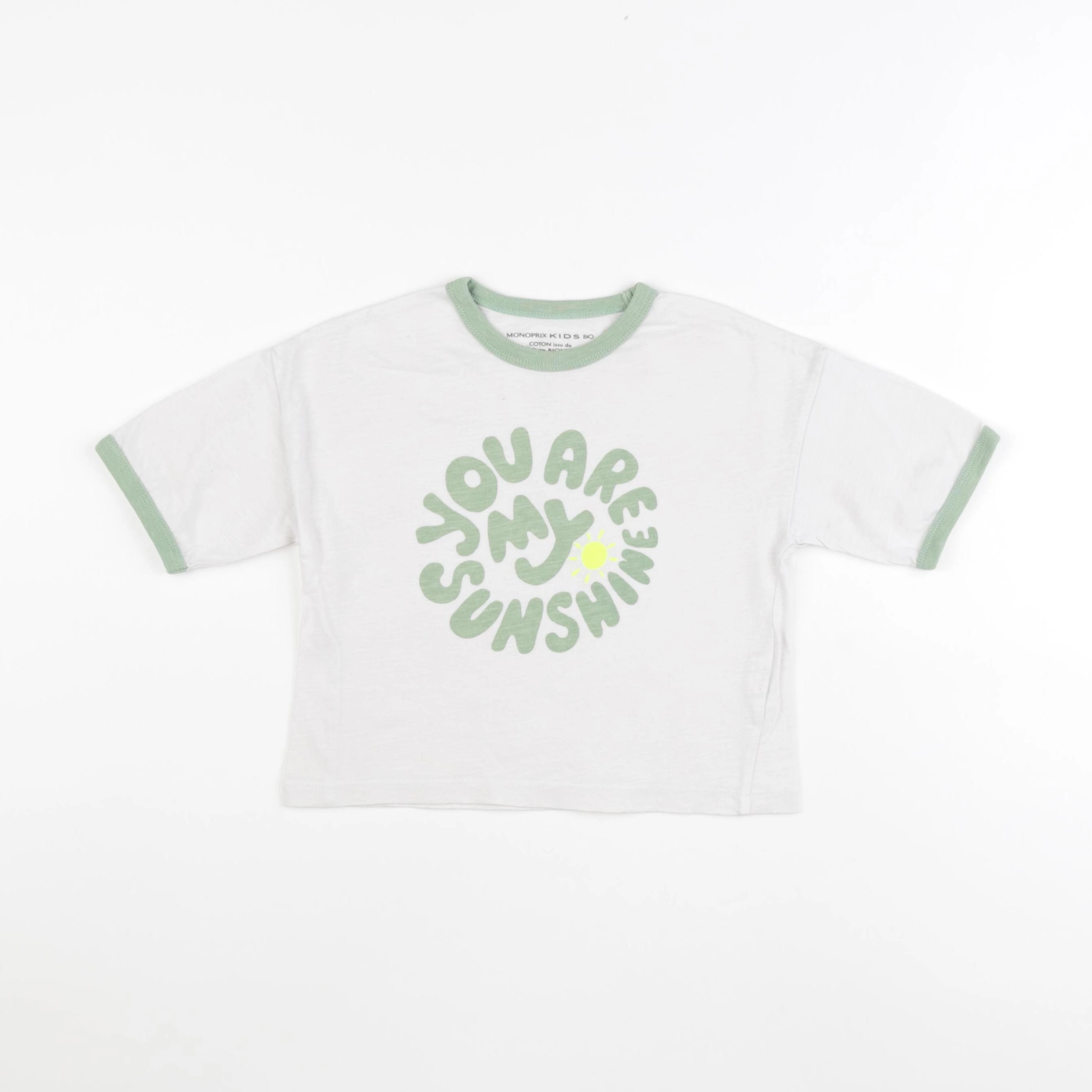 Monoprix - tee-shirt blanc, vert - 3 ans