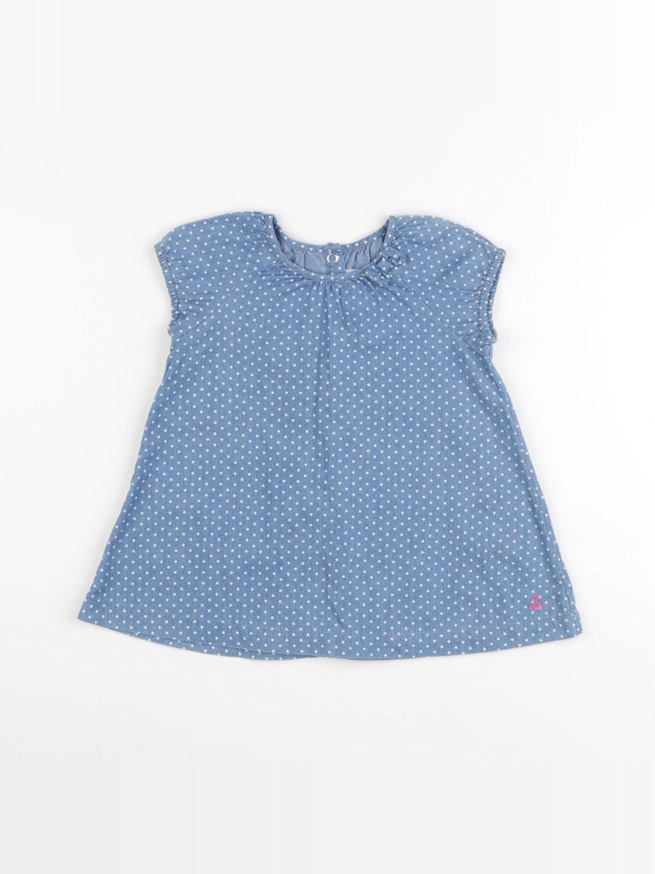 Petit Bateau - robe bleu - 6 mois